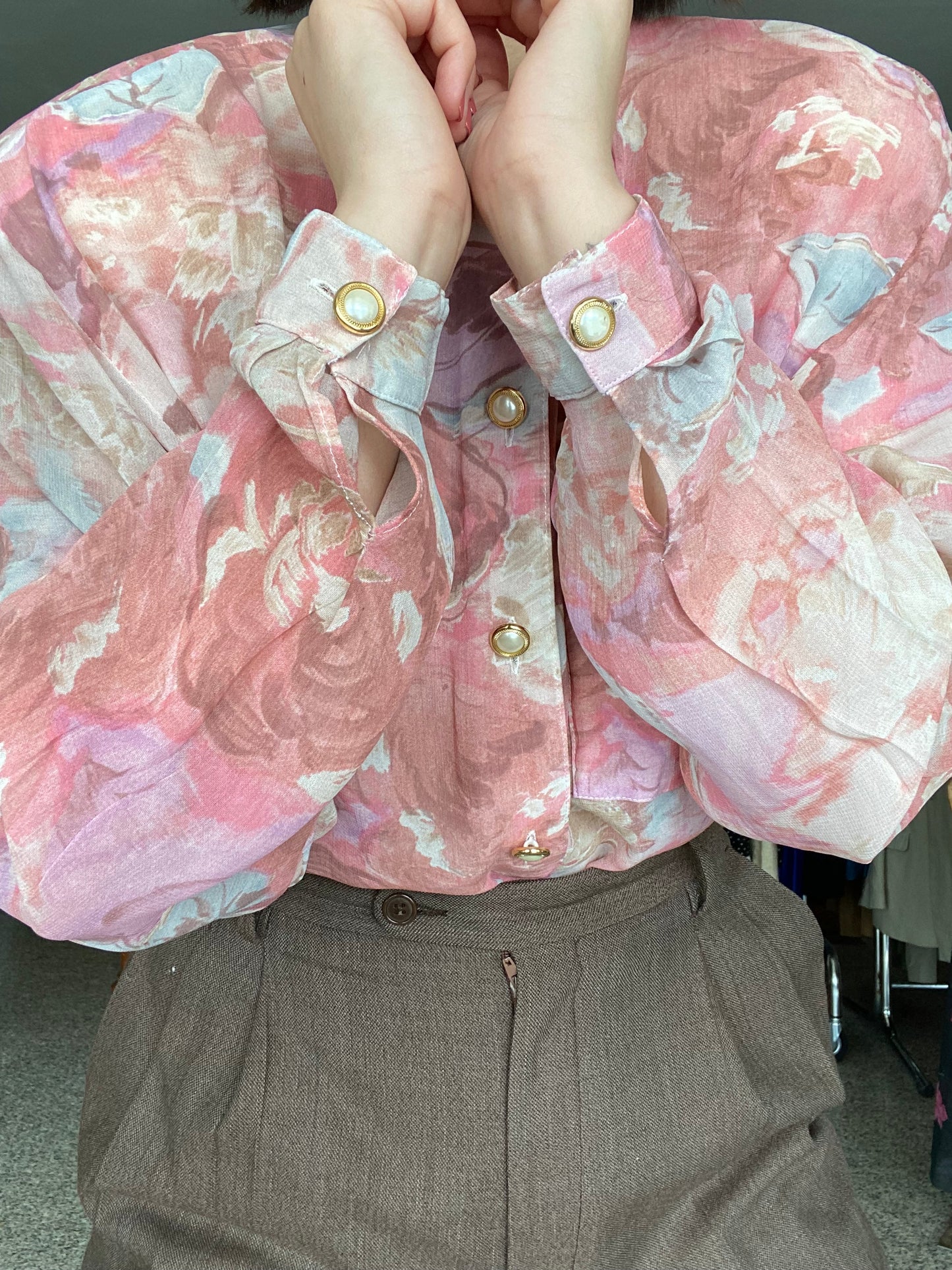 Camicia anni ‘80 stampa floreale rosa - TG. da 42 a 48