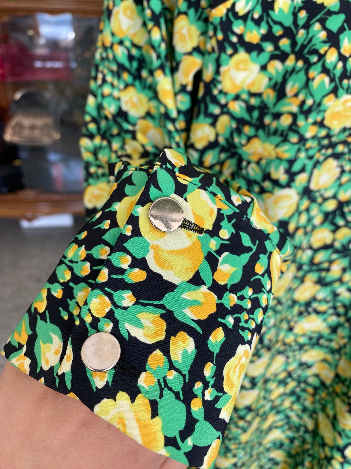 Abito in pura seta fiori gialli - TG. 46 circa