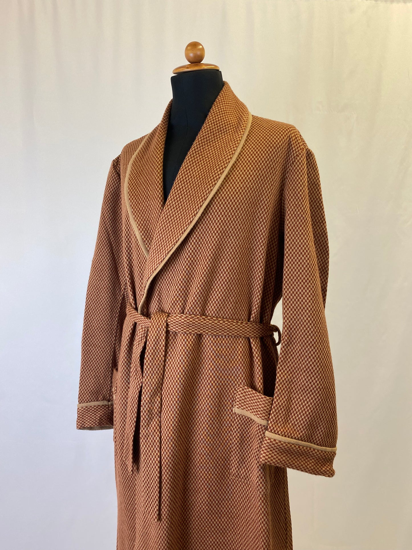 Vestaglia da camera beige a quadri M-L