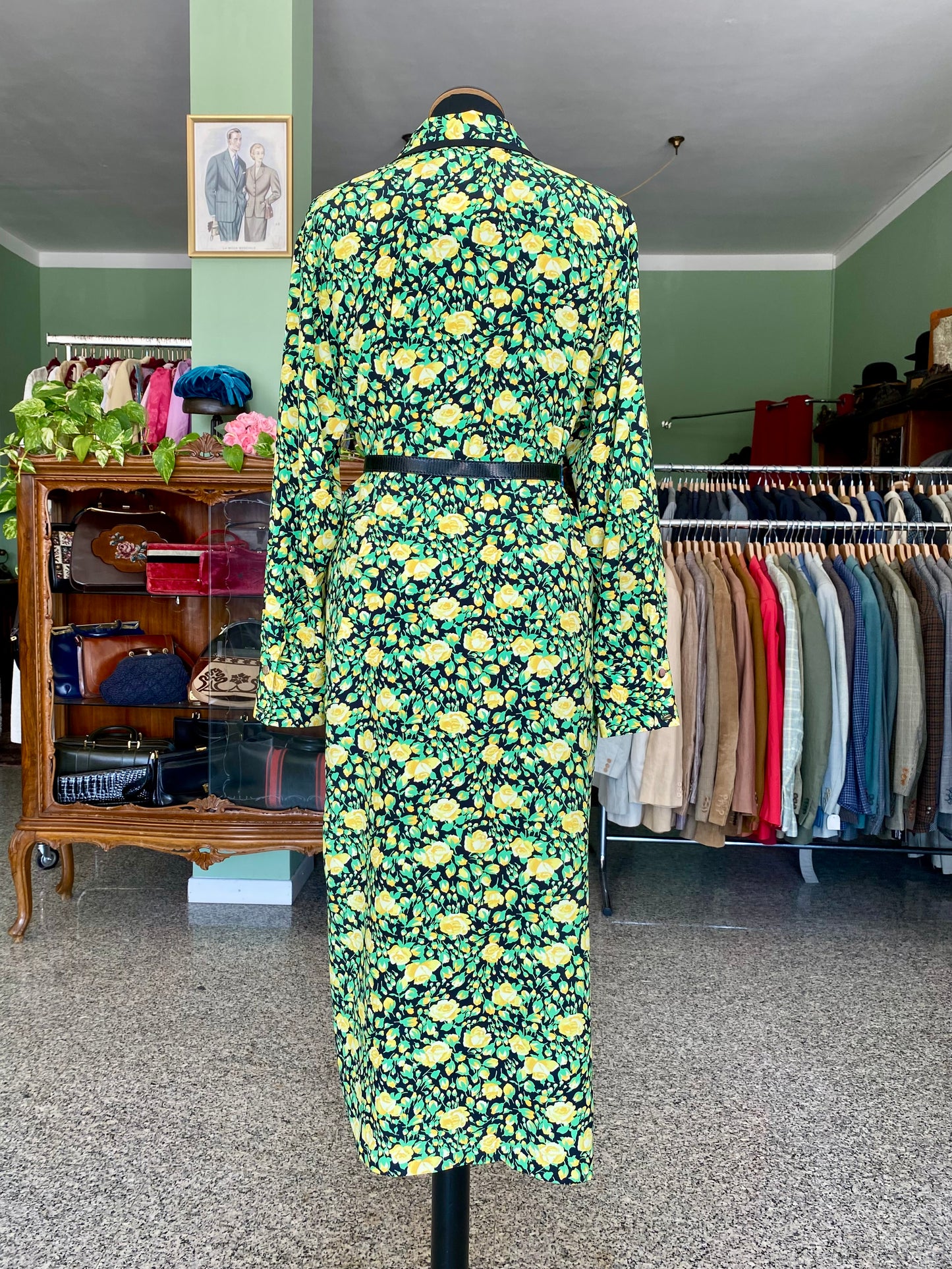 Abito in pura seta fiori gialli - TG. 46 circa