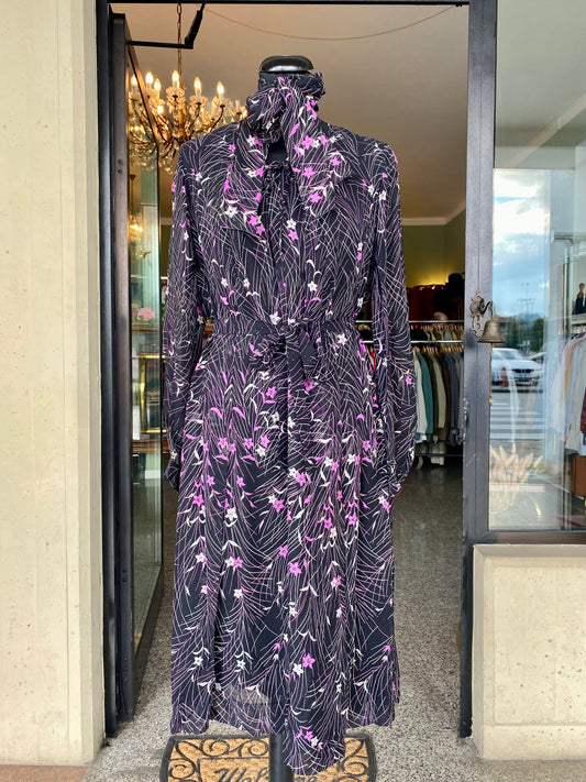 Abito anni ‘70 stampa grafico - floreale - TG. 42/44 circa