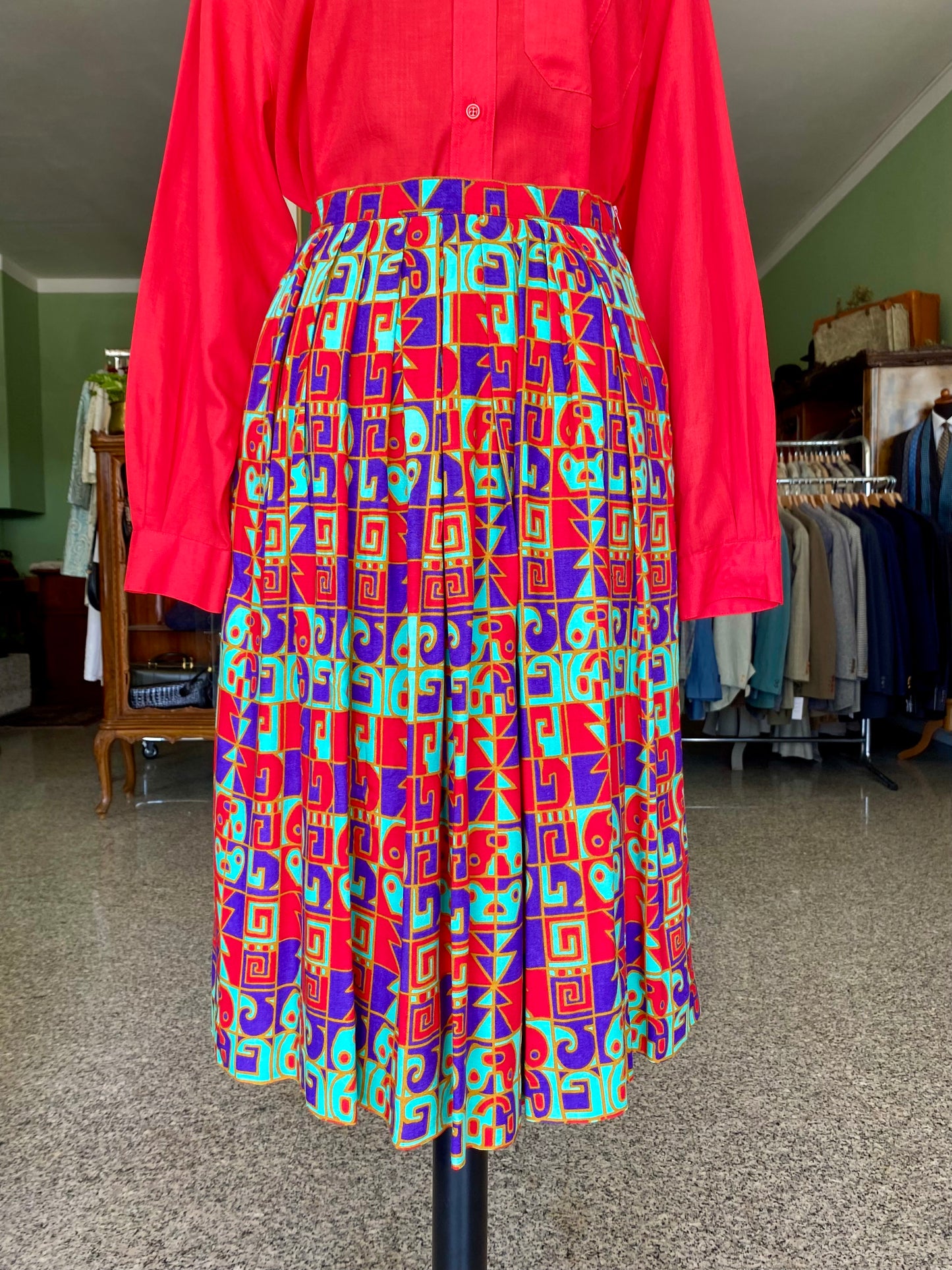 Gonna con fantasia geometrica multicolore - TG. 40