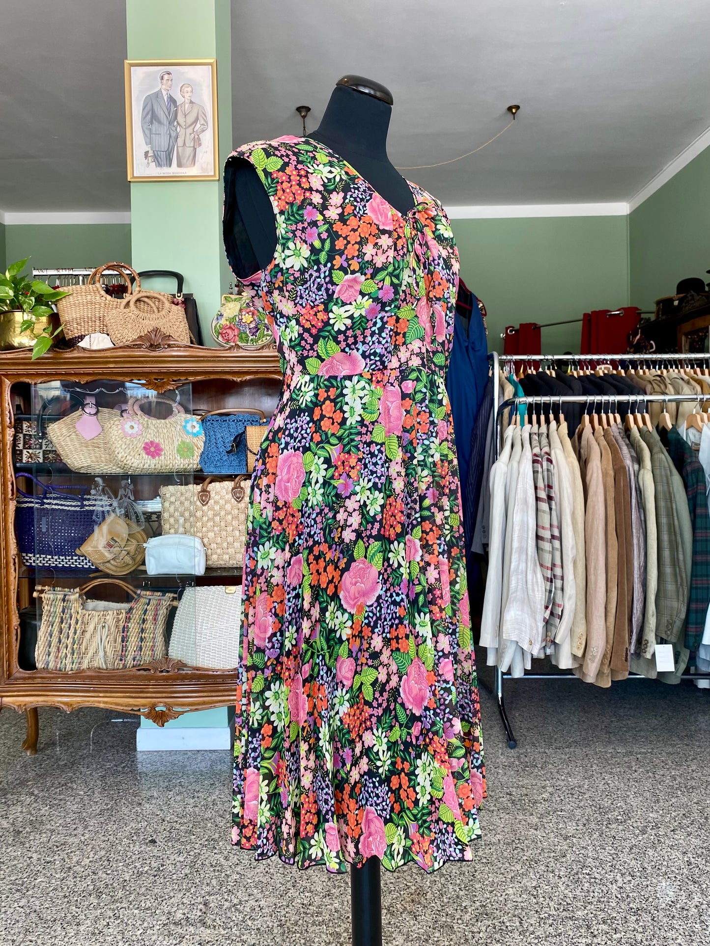 Abito floreale anni '70 "Prato Fiorito"