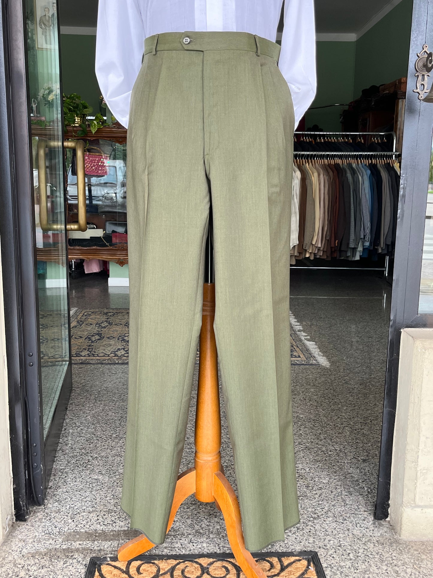 Calzoni in lana color oliva tg. 56