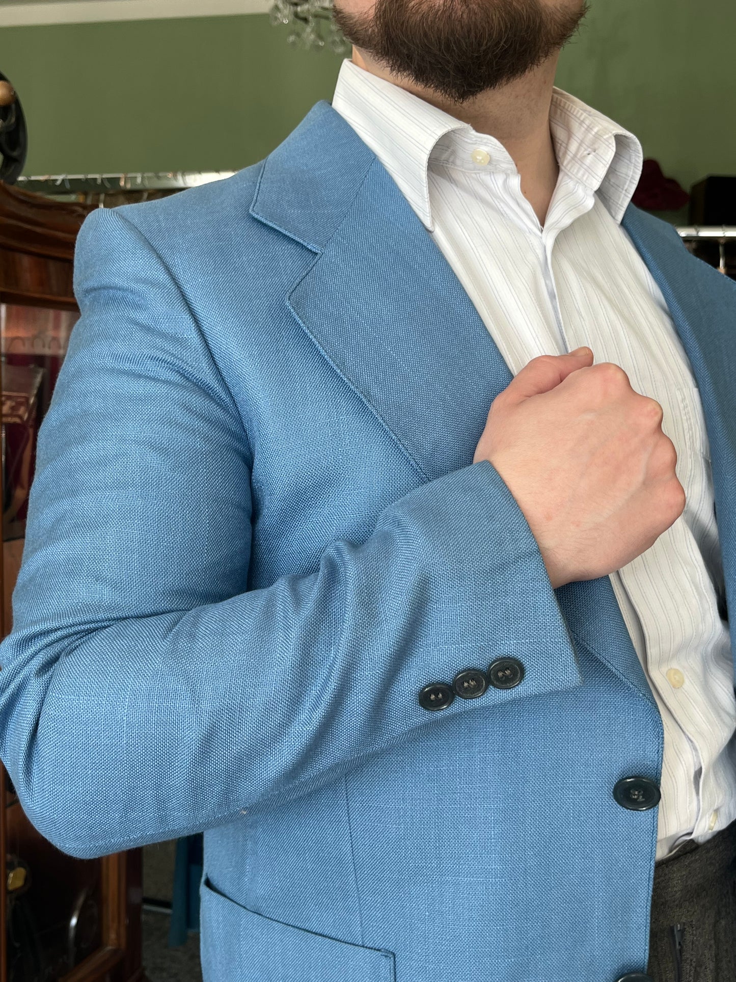 Giacca anni ‘70 cotone celeste 46-48