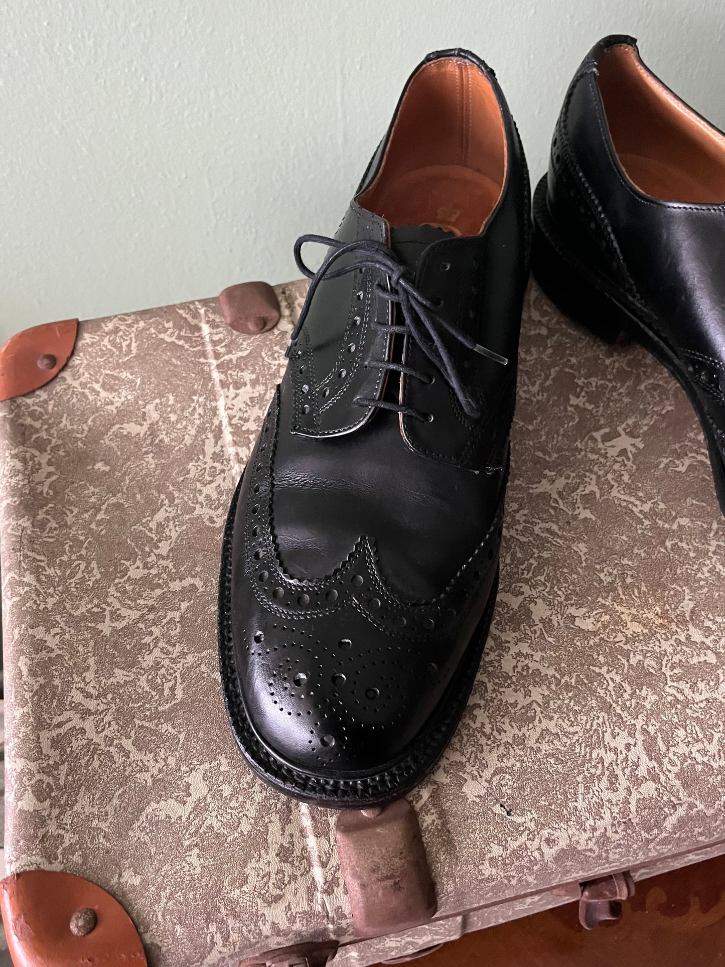 Scarpe derby brogue pelle nera tg. 45-46