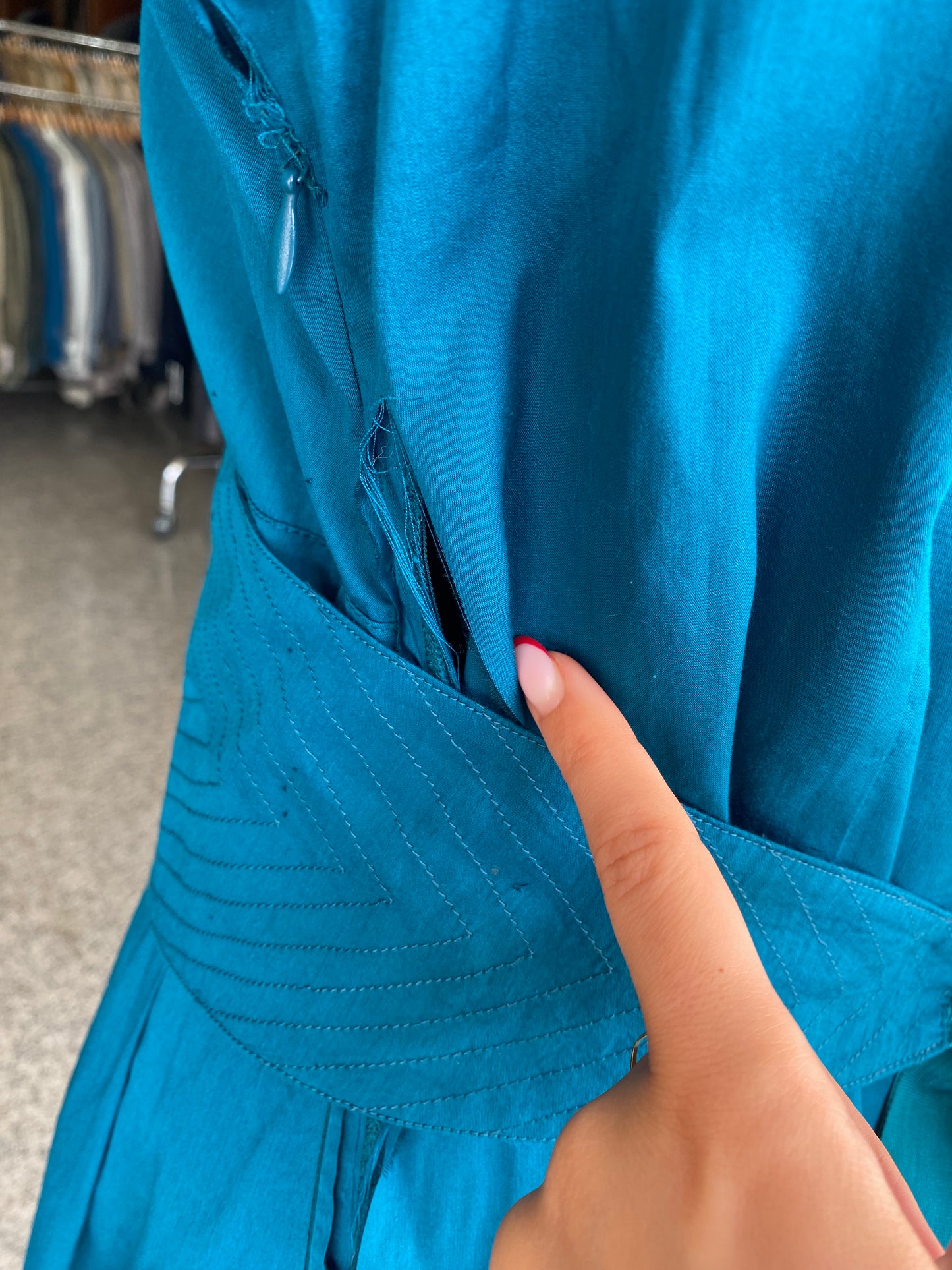 Abito in pura seta blu ottanio - TG. 42/44