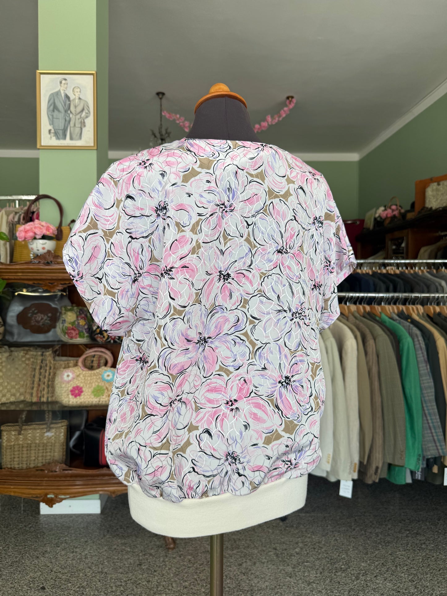 Blusa anni ‘80 con stampa floreale - TG. 48 circa