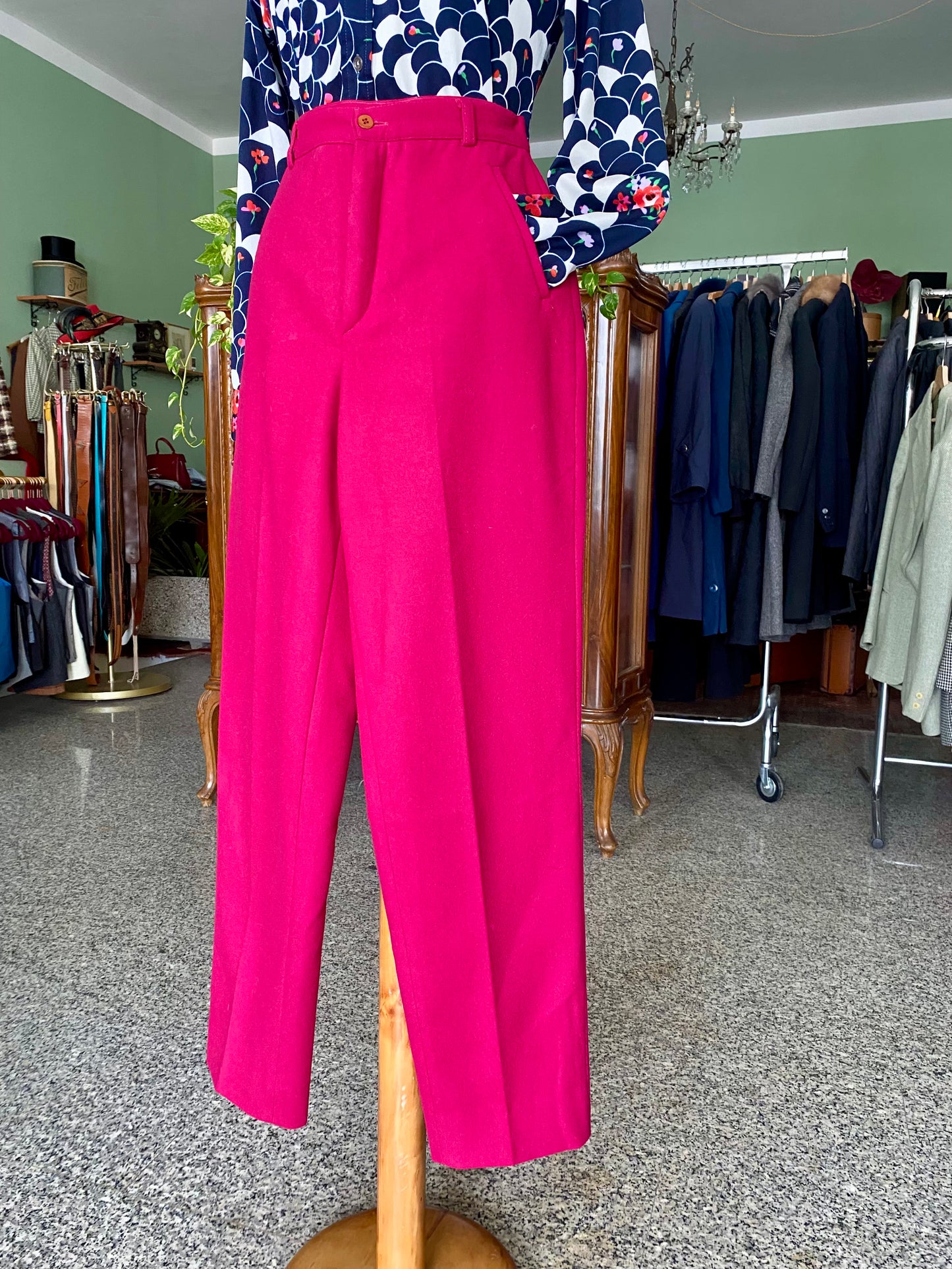 Pantaloni rosa in 100% lana - TG. 36/38