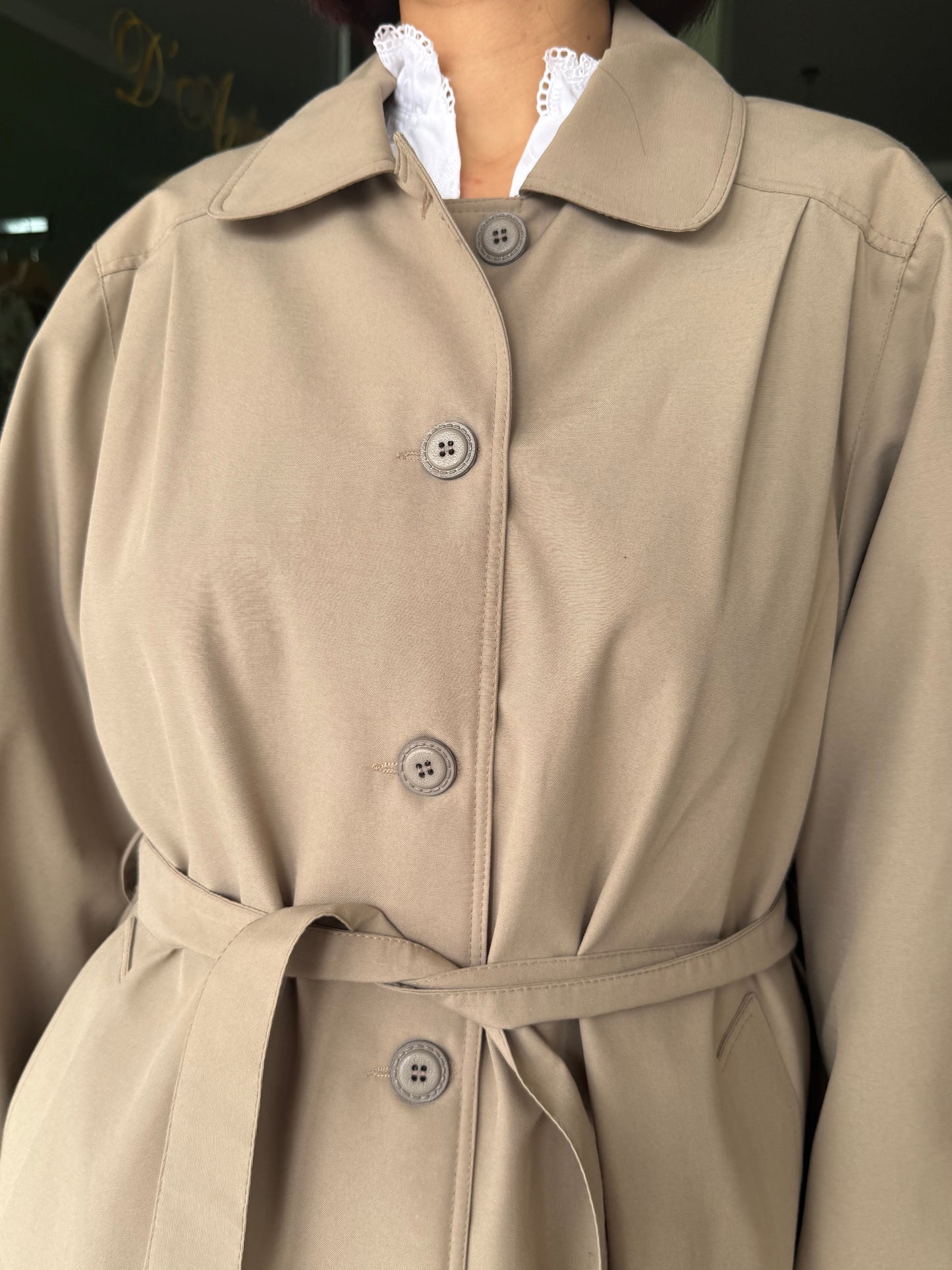 Trench beige midi anni ‘60 con cintura- TG. 42 - 46