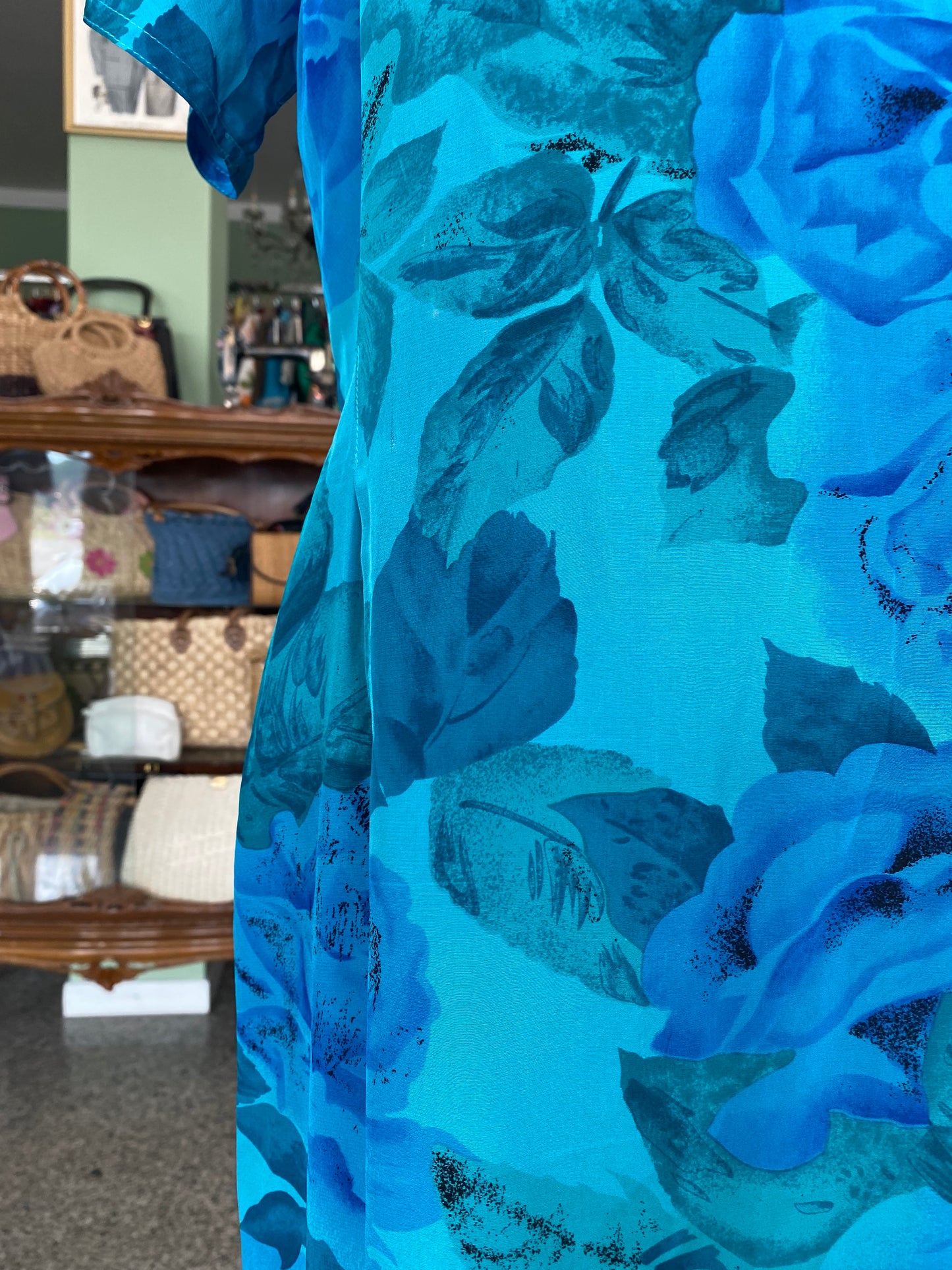 Abito in seta con rose blu - TG. 40