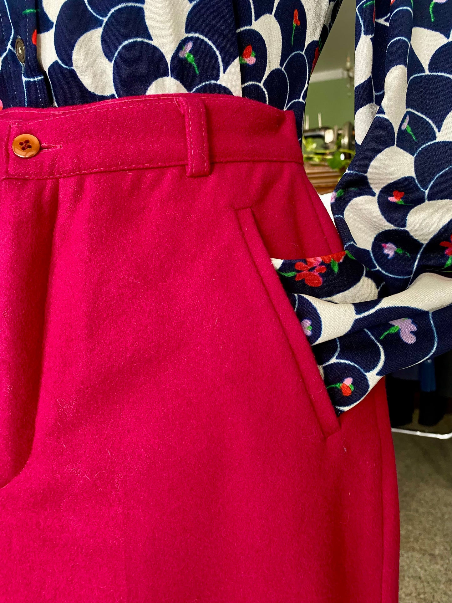 Pantaloni rosa in 100% lana - TG. 36/38