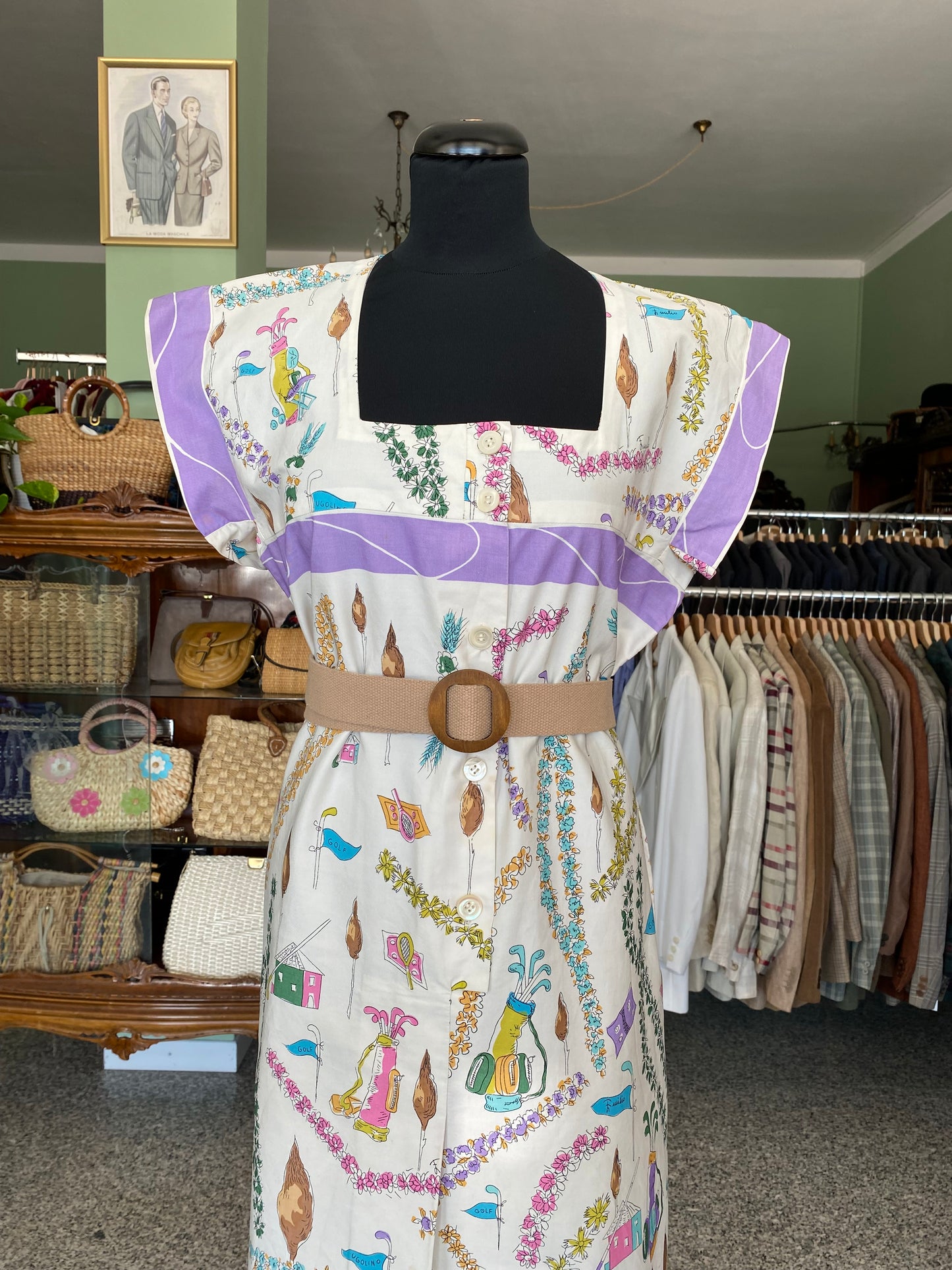 Abito sartoriale anni '60 con tessuto originale Emilio Pucci - TG. 46/48