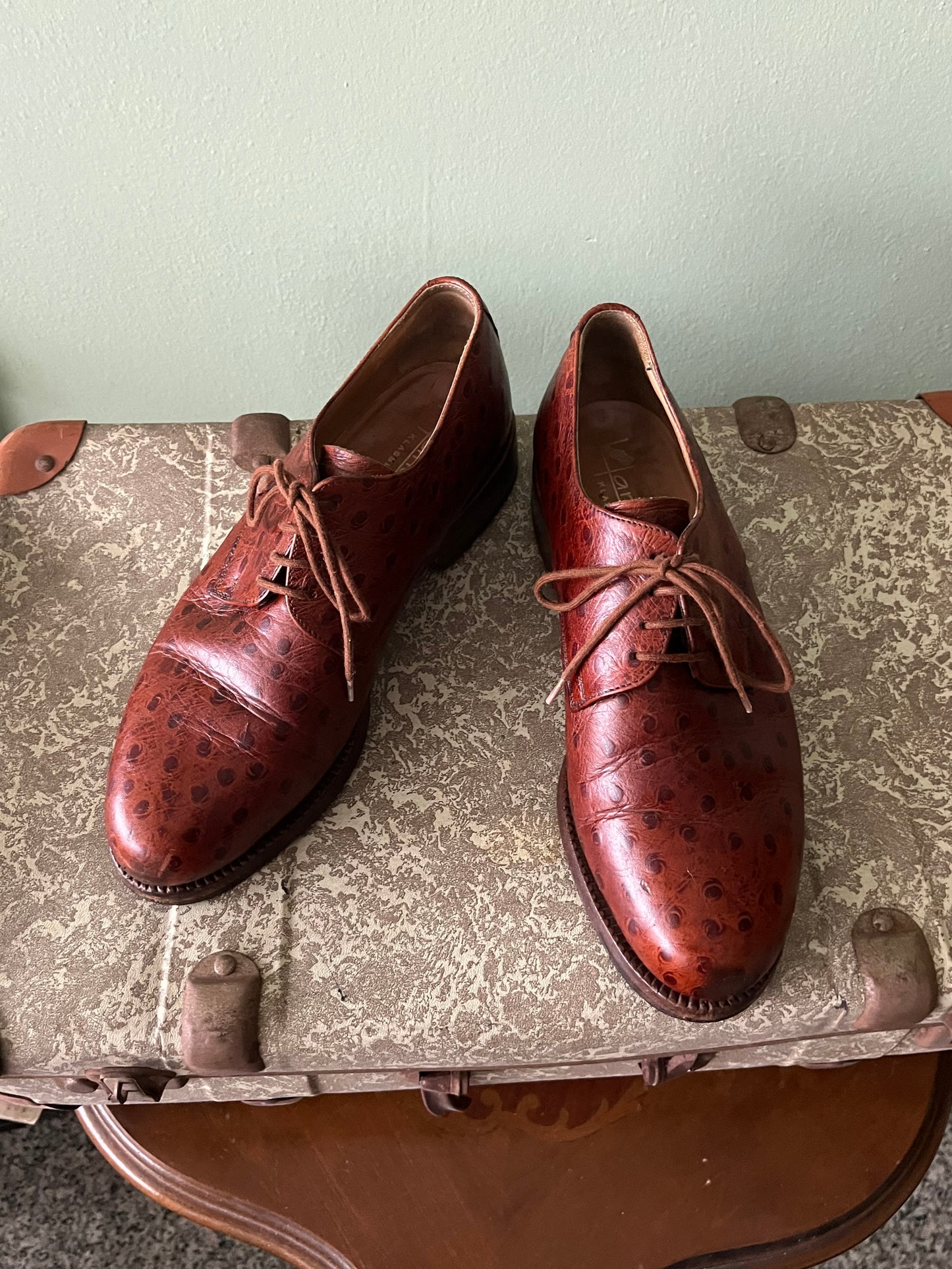 Scarpe anni ‘80 derby pelle simil-struzzo tg. 40