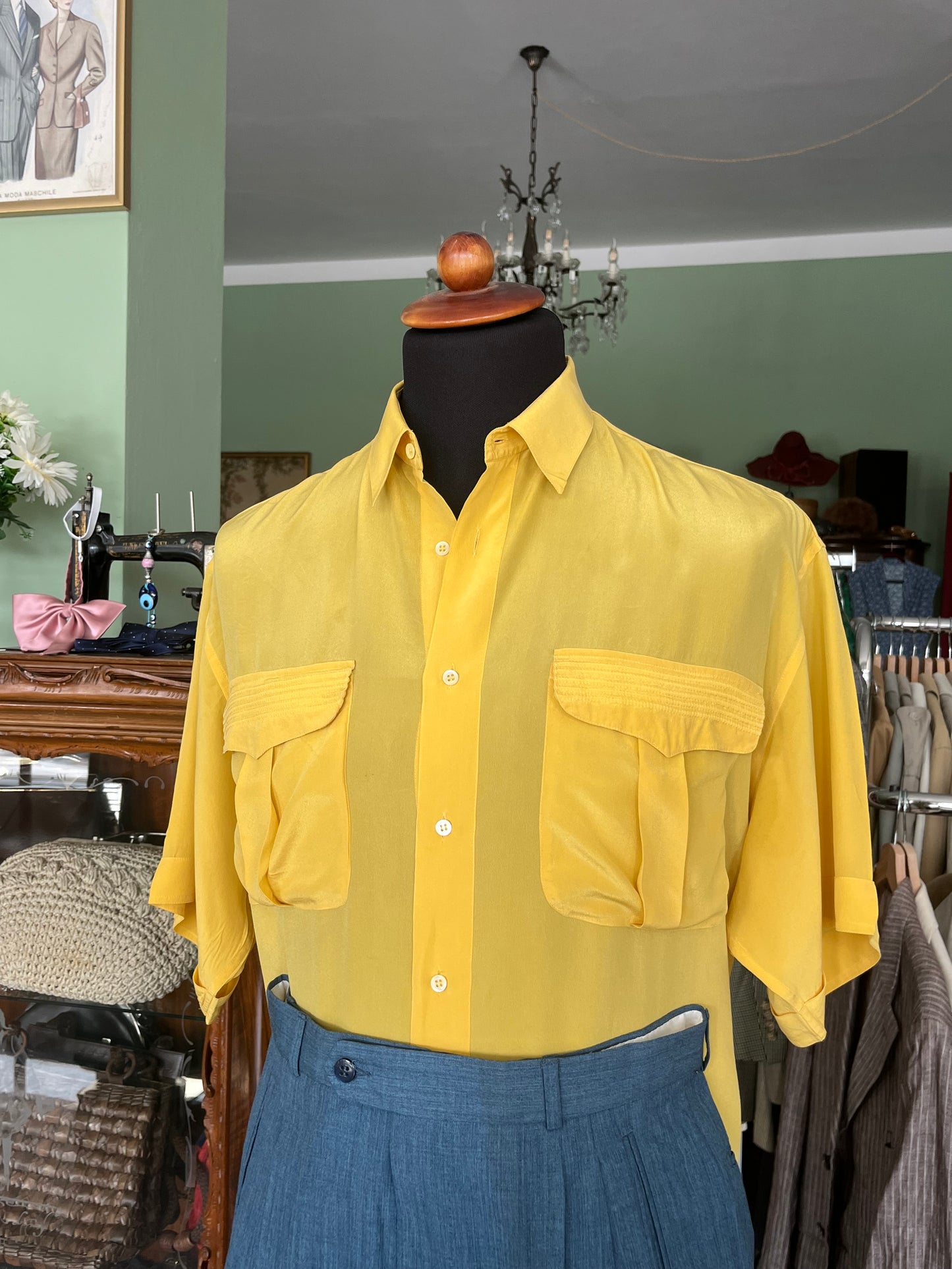 Camicia pura seta a maniche corte tg. L-XL