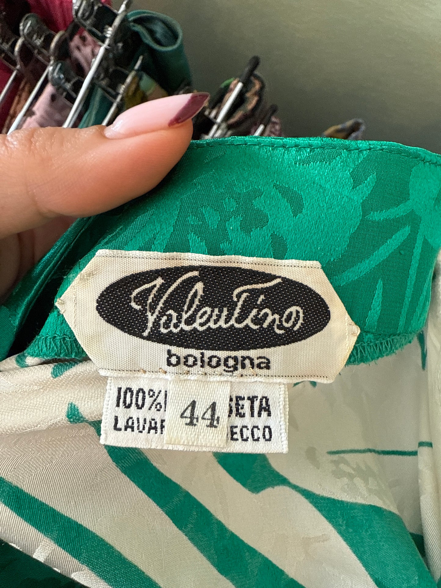 Abito anni ’80 in pura seta stampa tropicale - TG. 44 circa