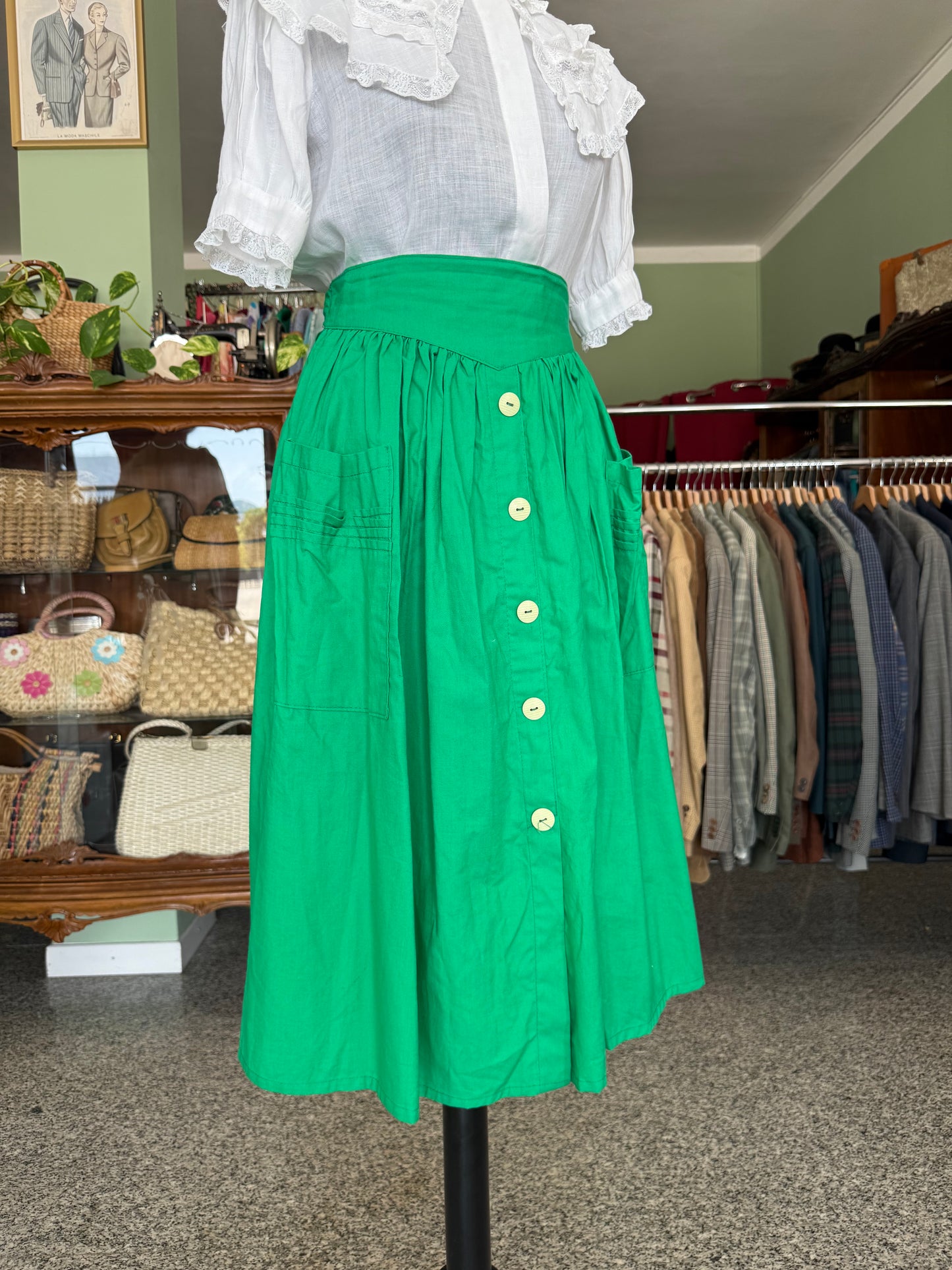 Gonna verde prato stile ‘50s - TG. 50