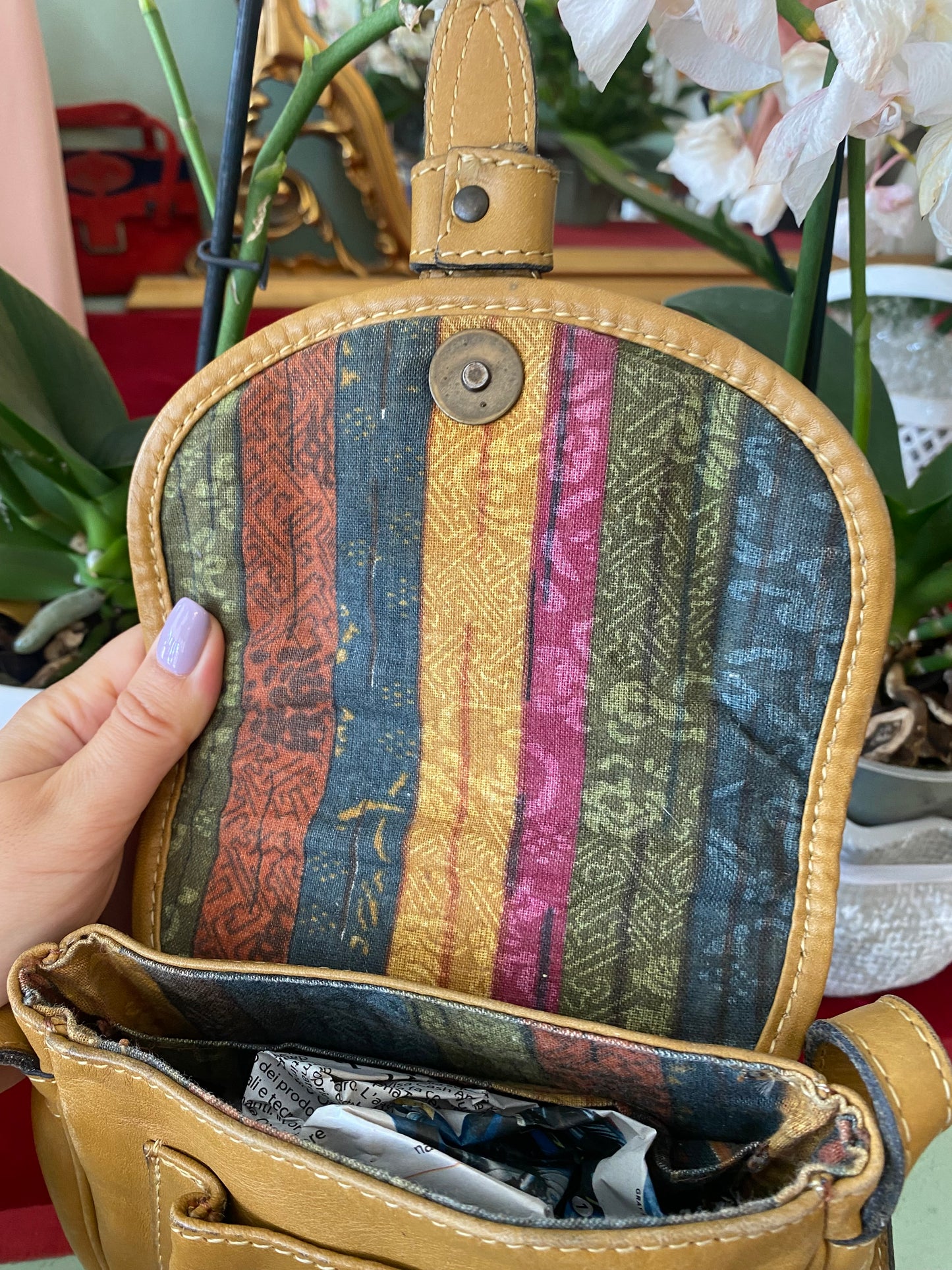 Borsa a tracolla in pelle senape