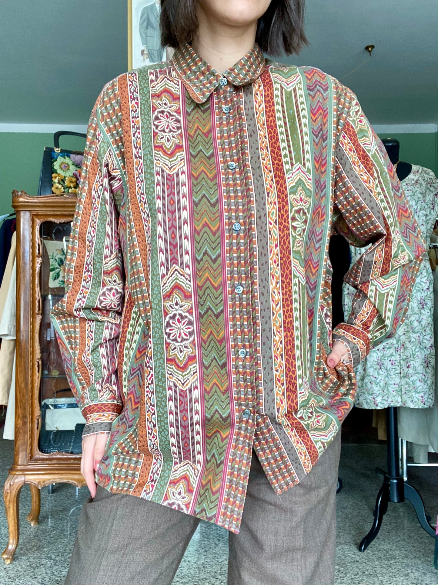 Camicia stampa etnica in cotone - TG. 44/46