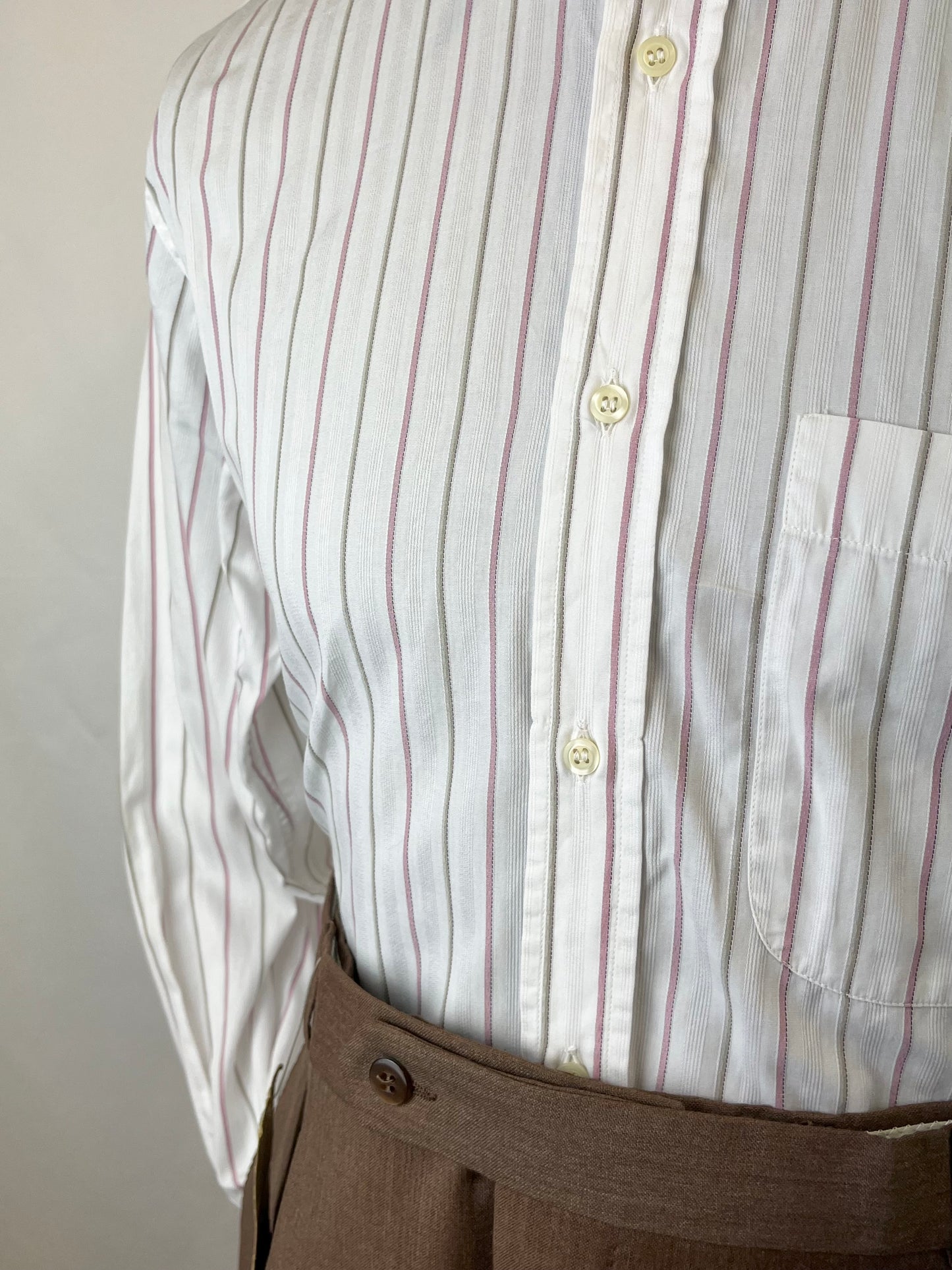 Camicia a righe rosa e tortora tg. M-L