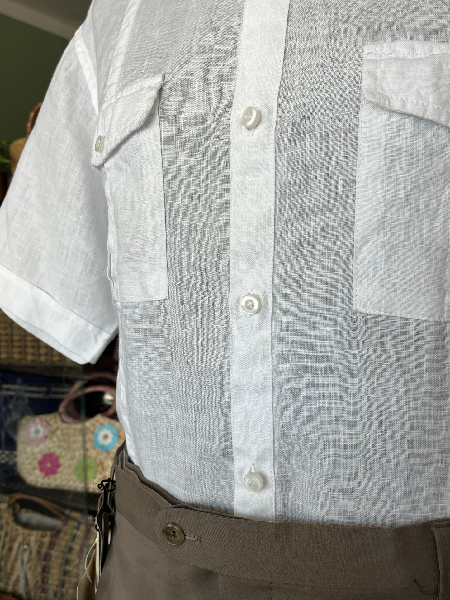 Camicia a maniche corte lino M-L