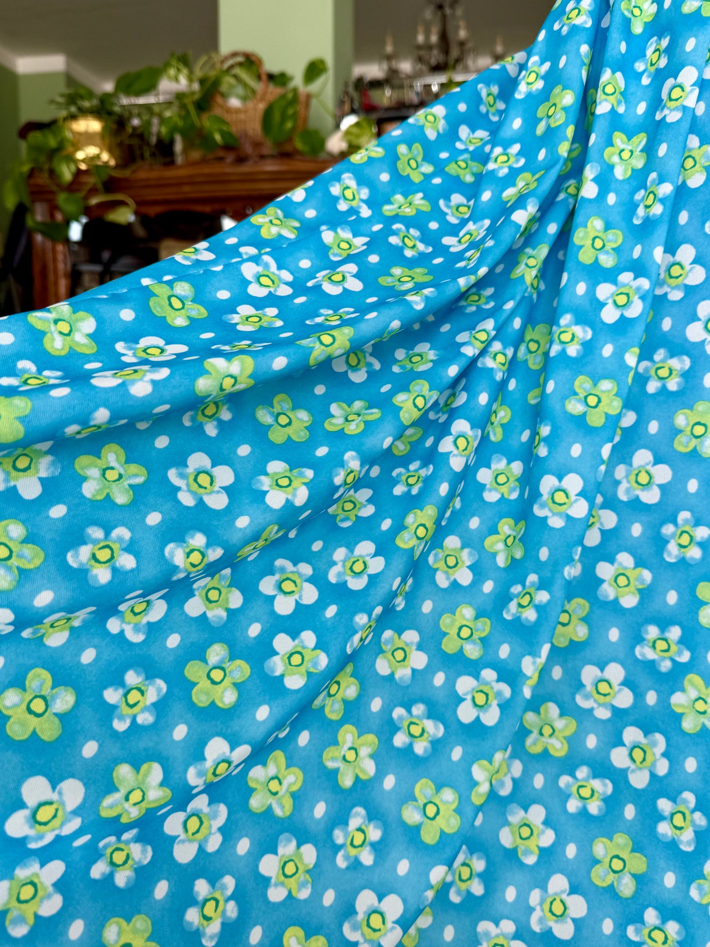 Abito anni ‘80 azzurro con fiori - TG. 52/54