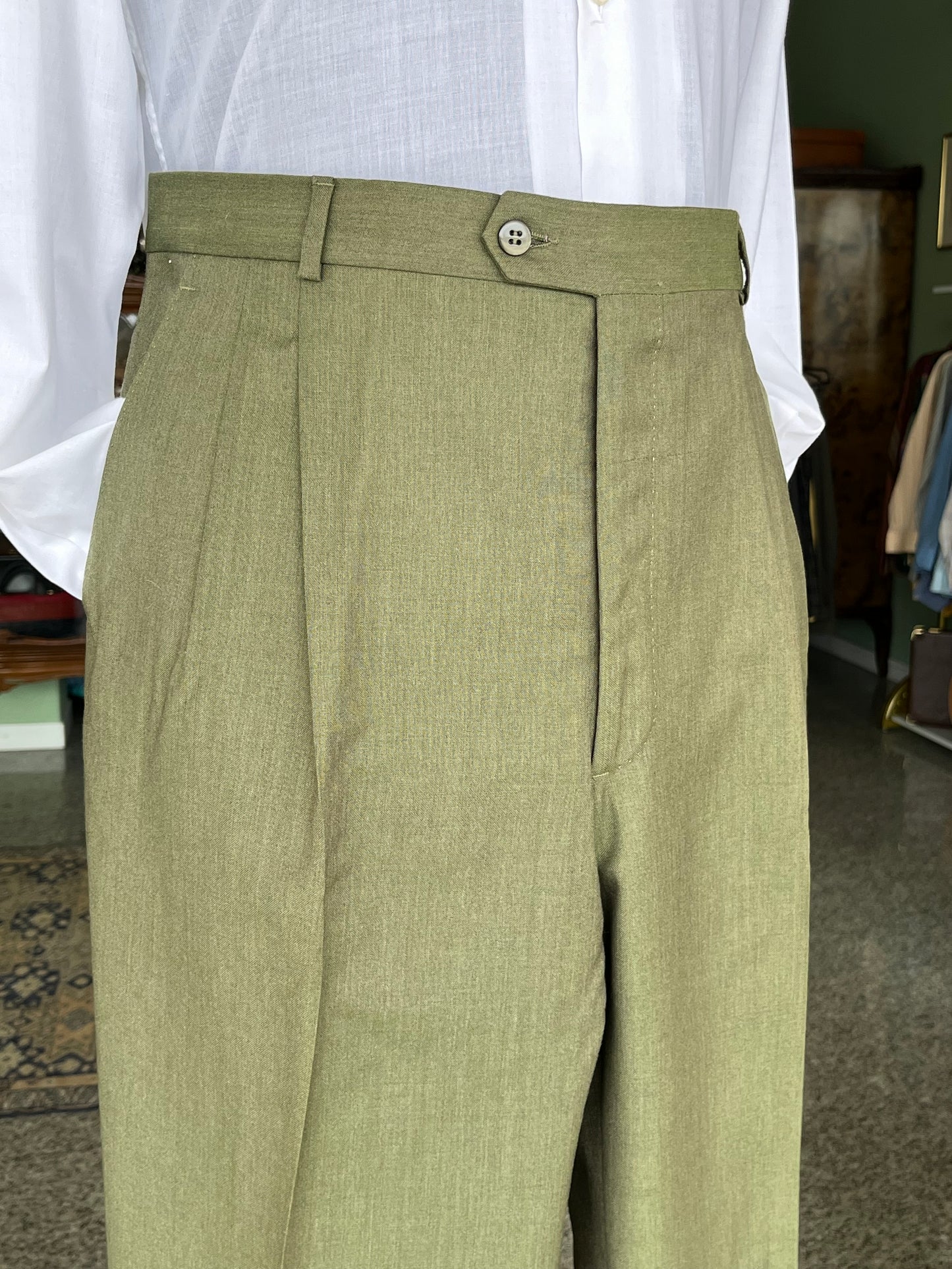Calzoni in lana color oliva tg. 56