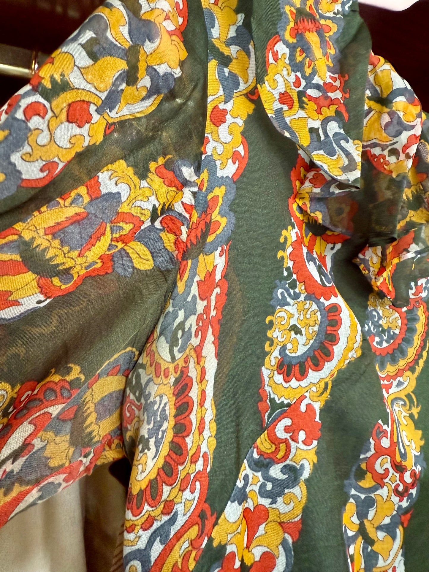 Abito in organza di seta stampata - Inizio anni ’70 - TG. 44
