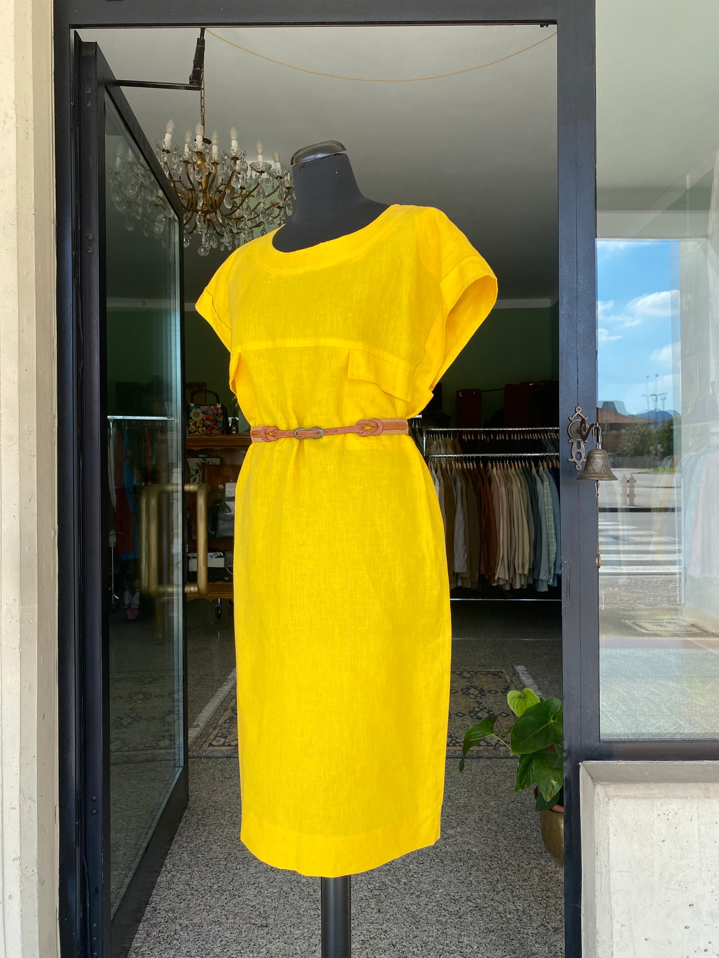 Abito giallo cotone misto lino - TG. 44/46