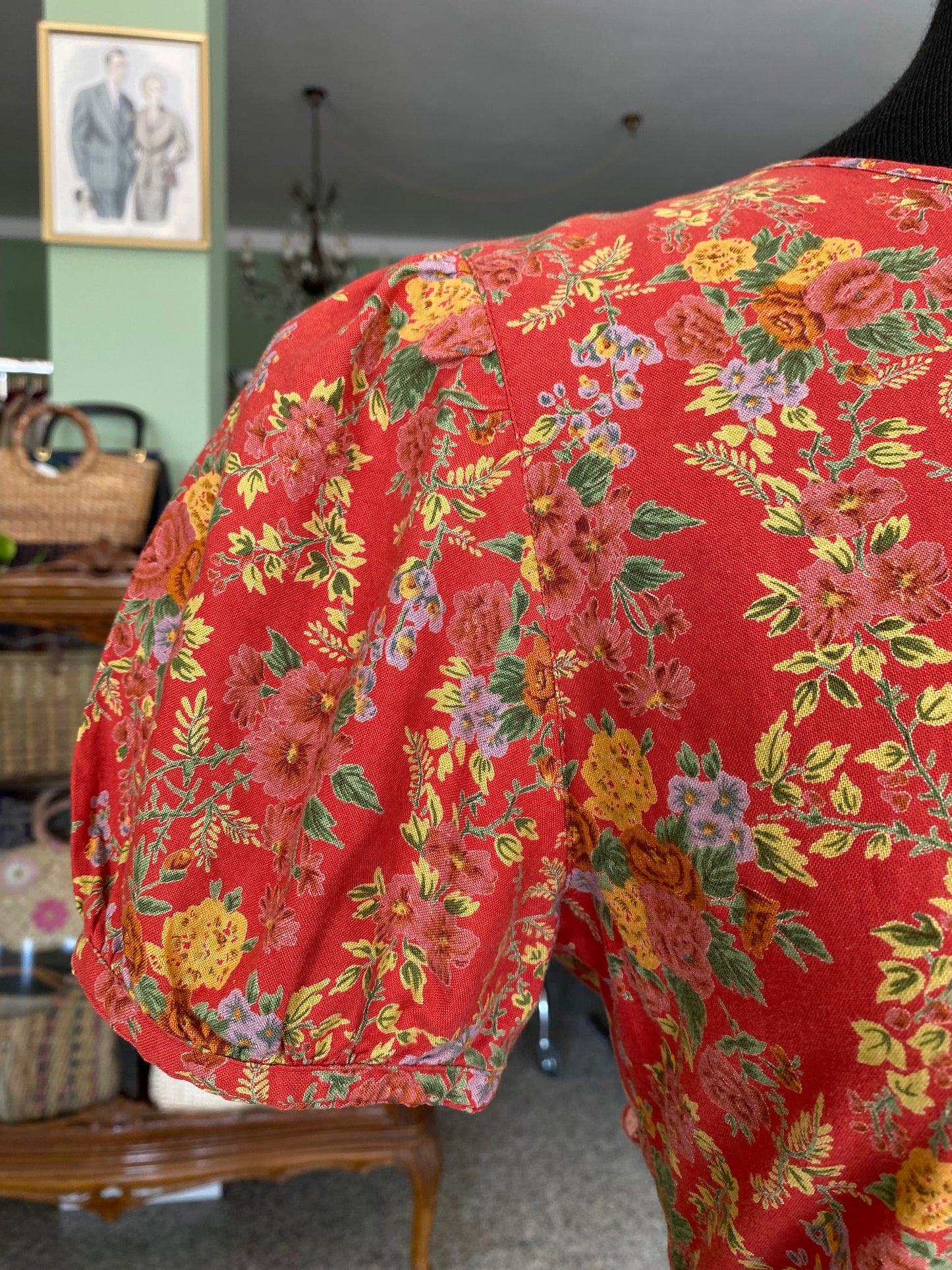 Abito in cotone floreale con maniche a 🎈- TG. 40/42