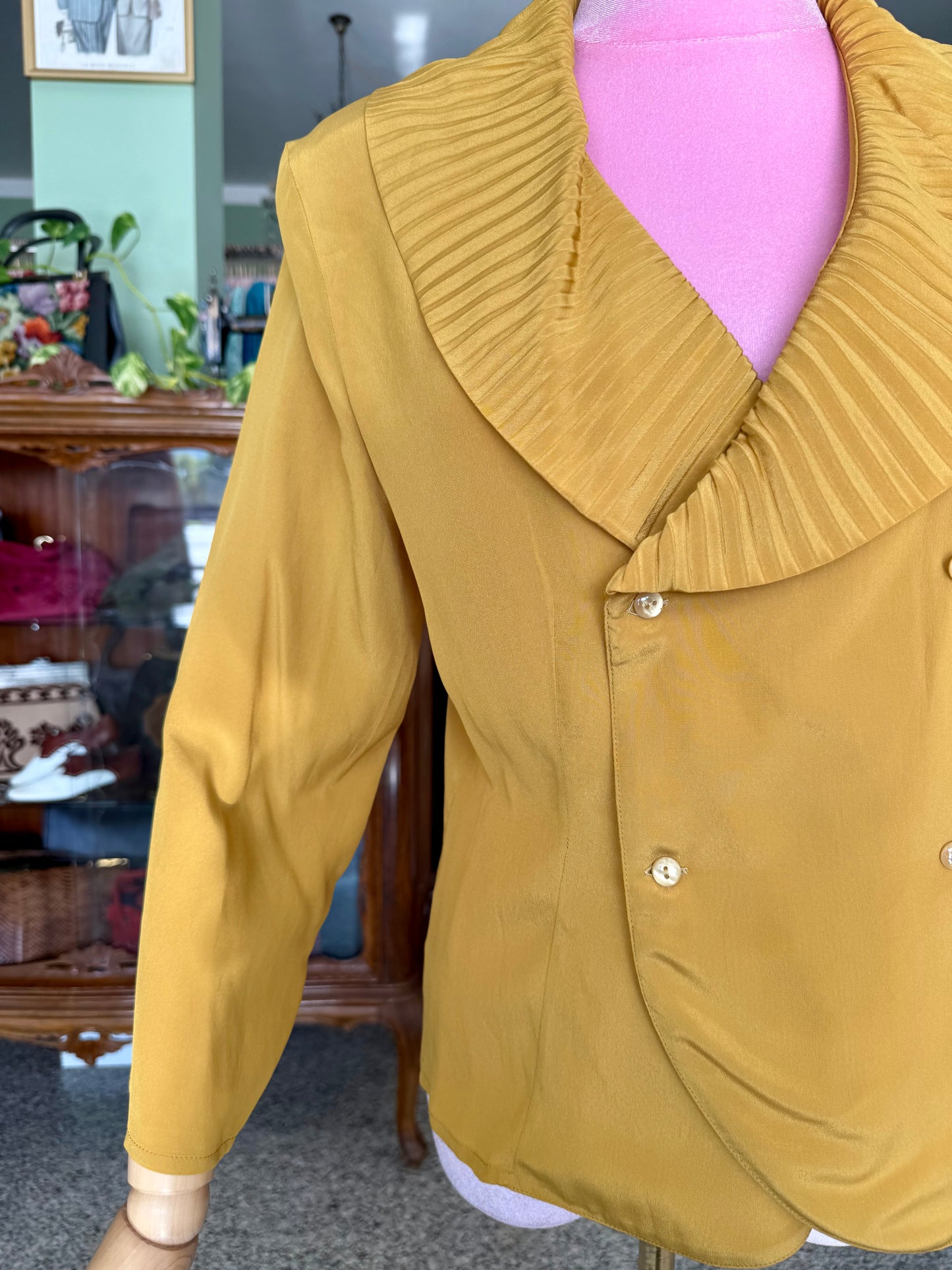 Camicia in pura seta color senape - TG. 44