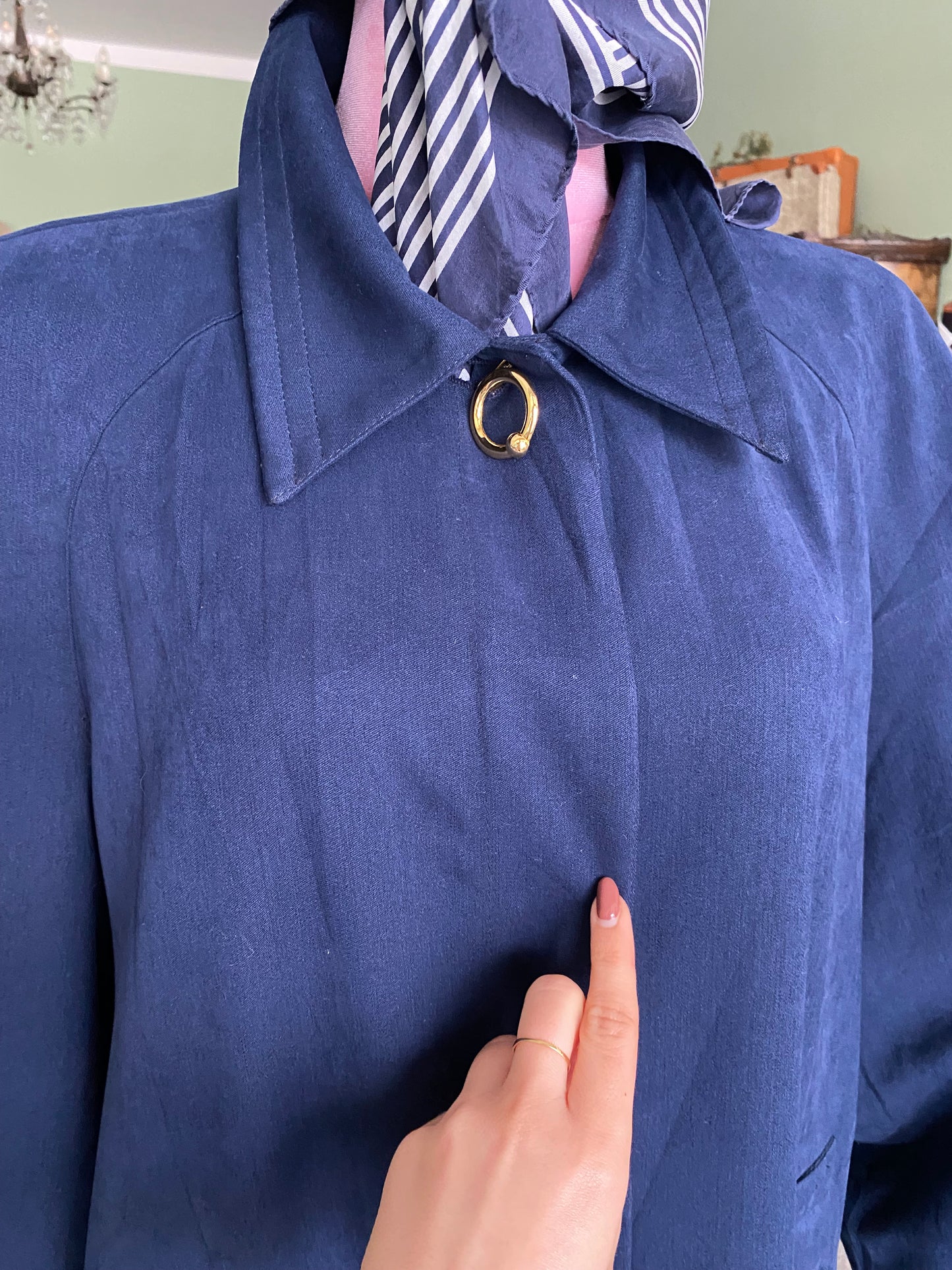 Trench blu navy con bottoni oro - TG. 44/46 circa