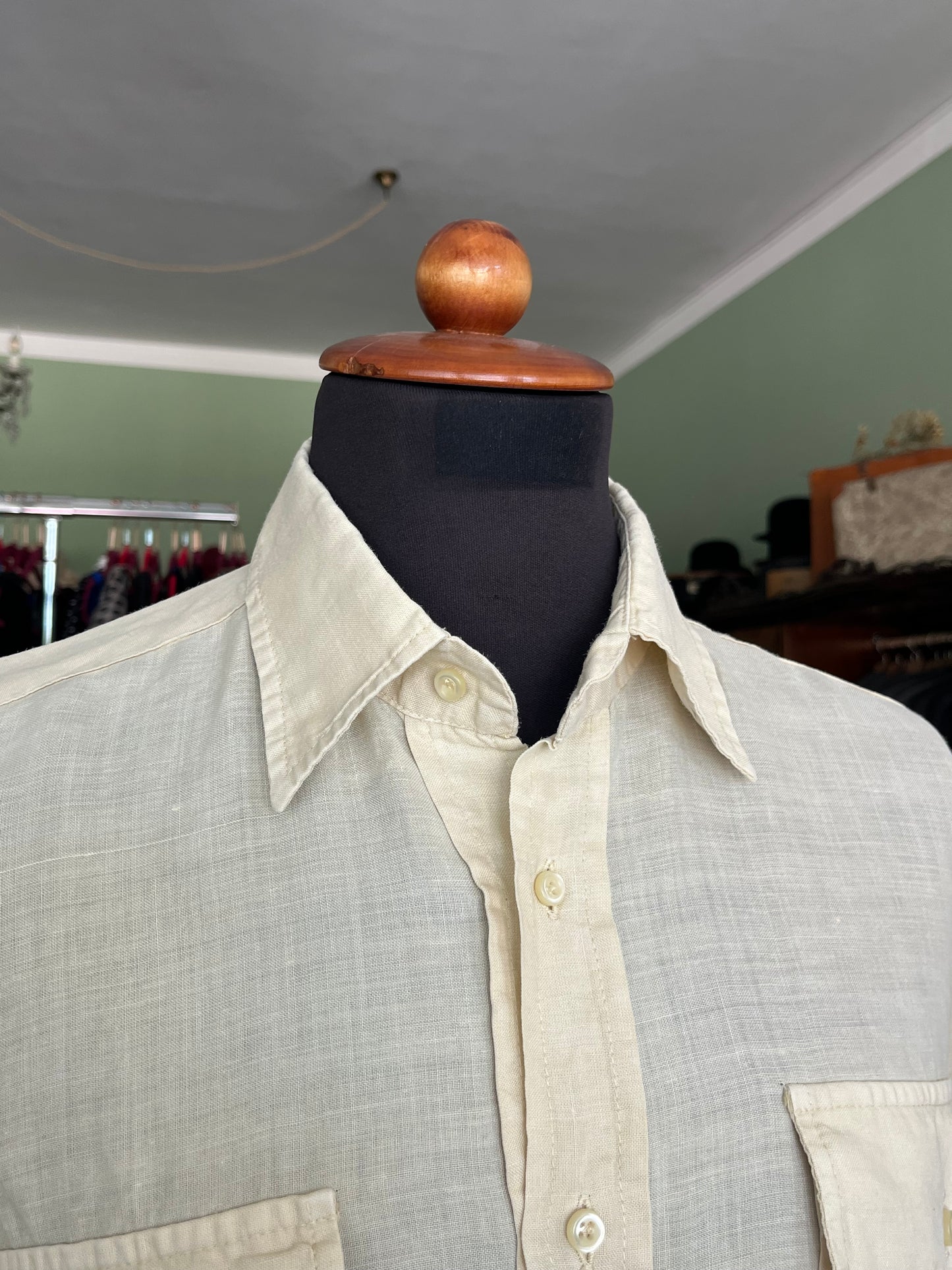 Camicia a maniche corte lino S-M