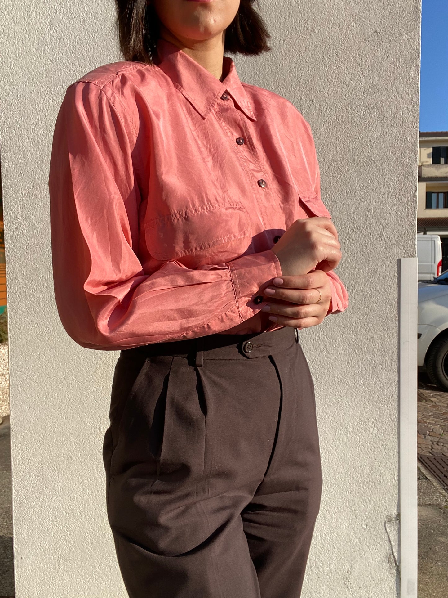 Camicia rosa in seta - TG. 48/50/52/54