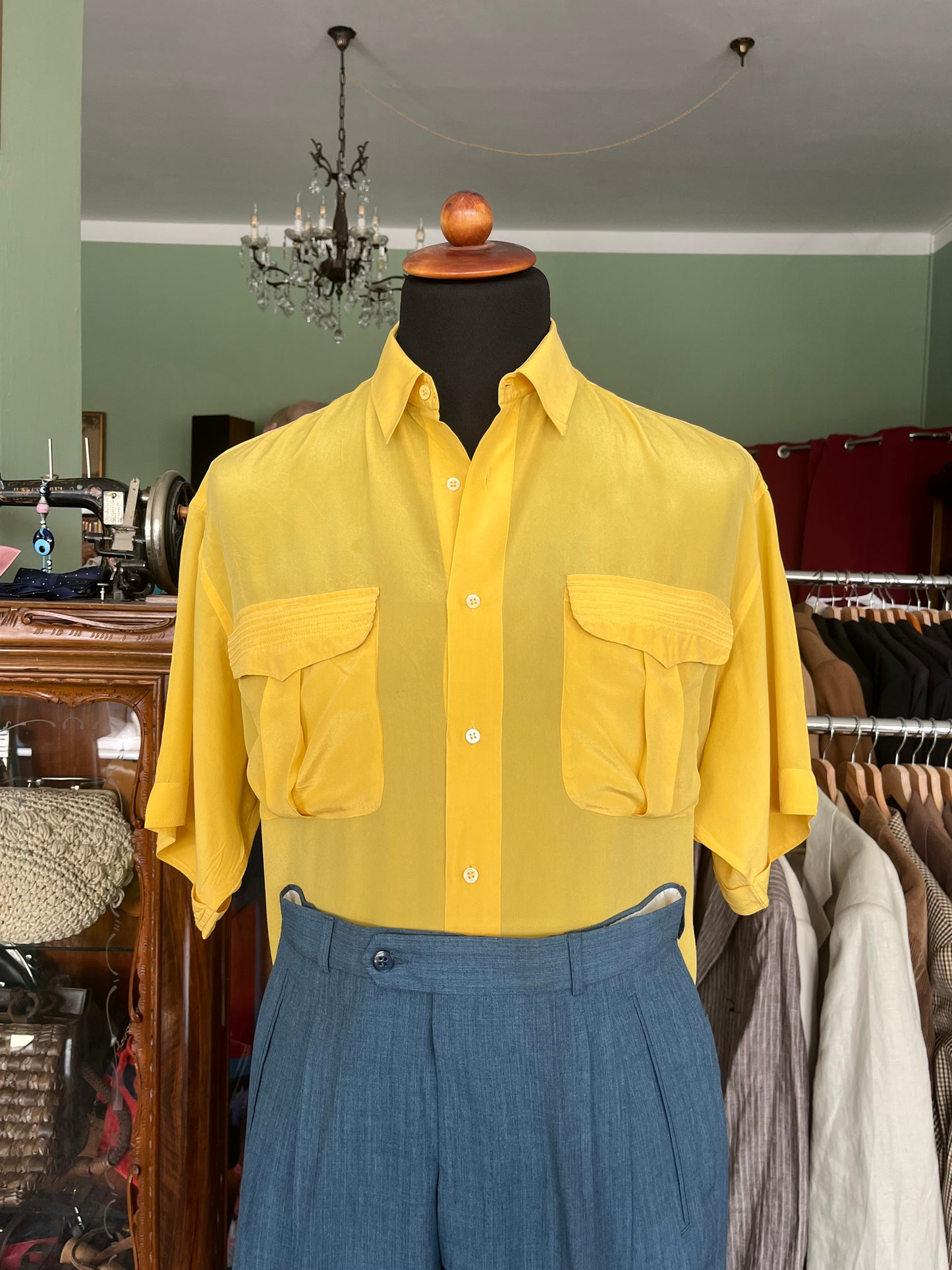 Camicia pura seta a maniche corte tg. L-XL