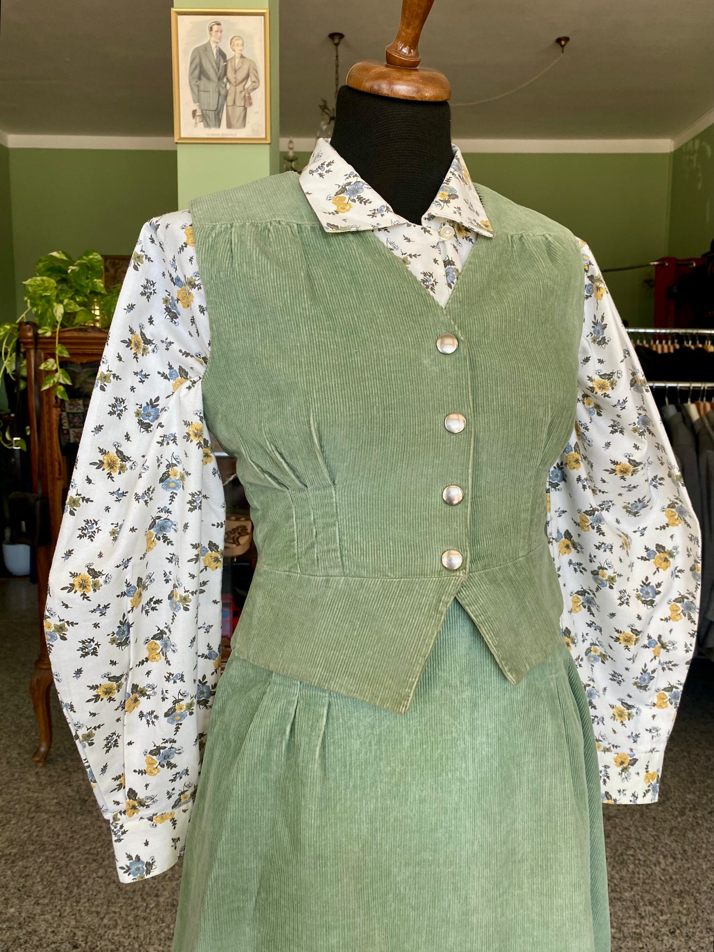 Completo gilet + gonna verde salvia - TG. 38