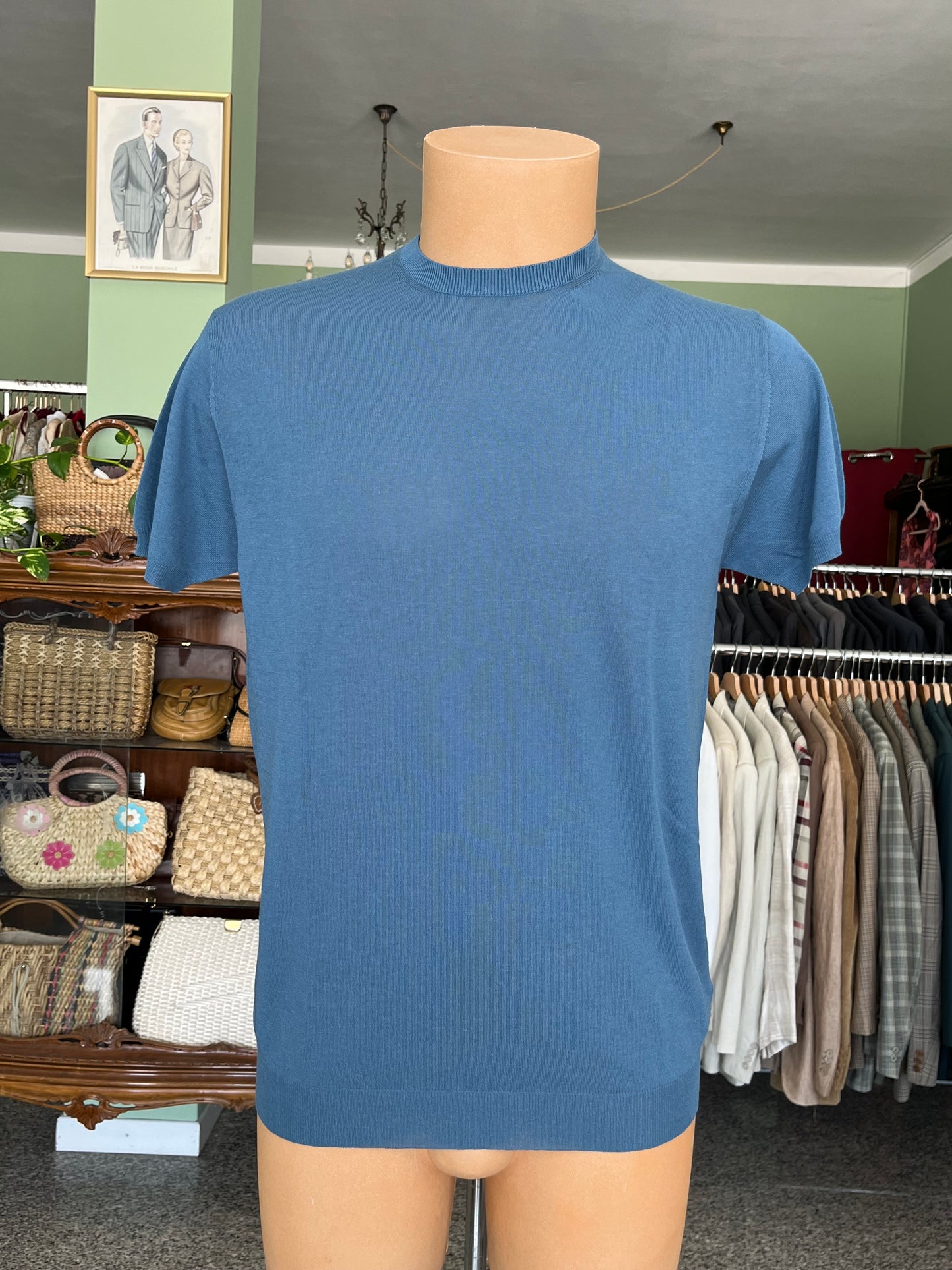 T-shirt a maniche corte cotone/lino tg. 48