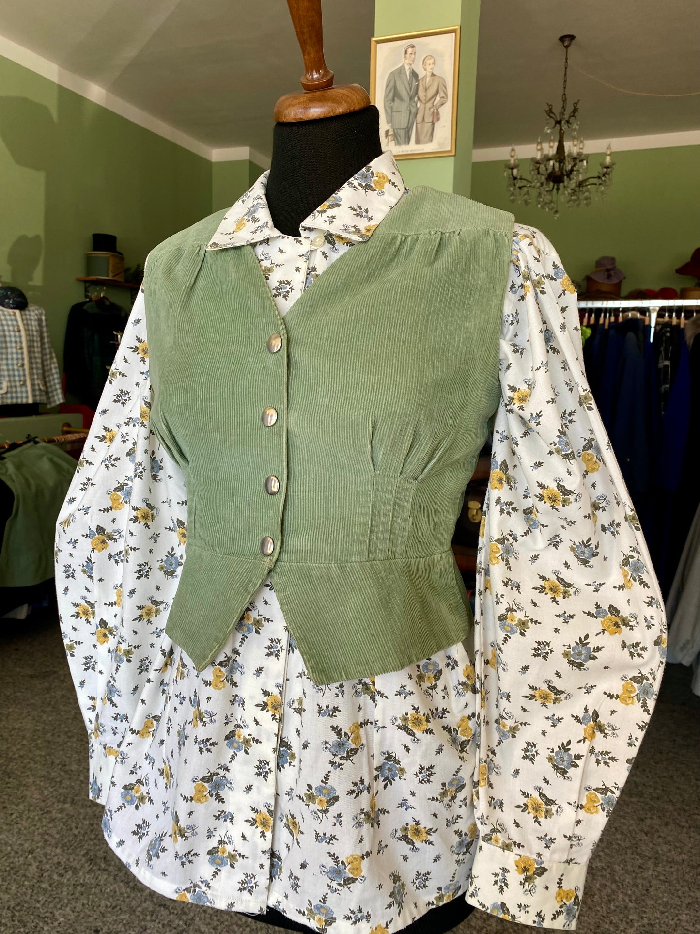 Completo gilet + gonna verde salvia - TG. 38