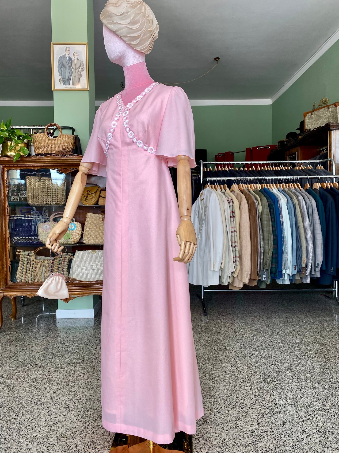 Maxi dress anni ‘70 rosa pastello - TG. 40