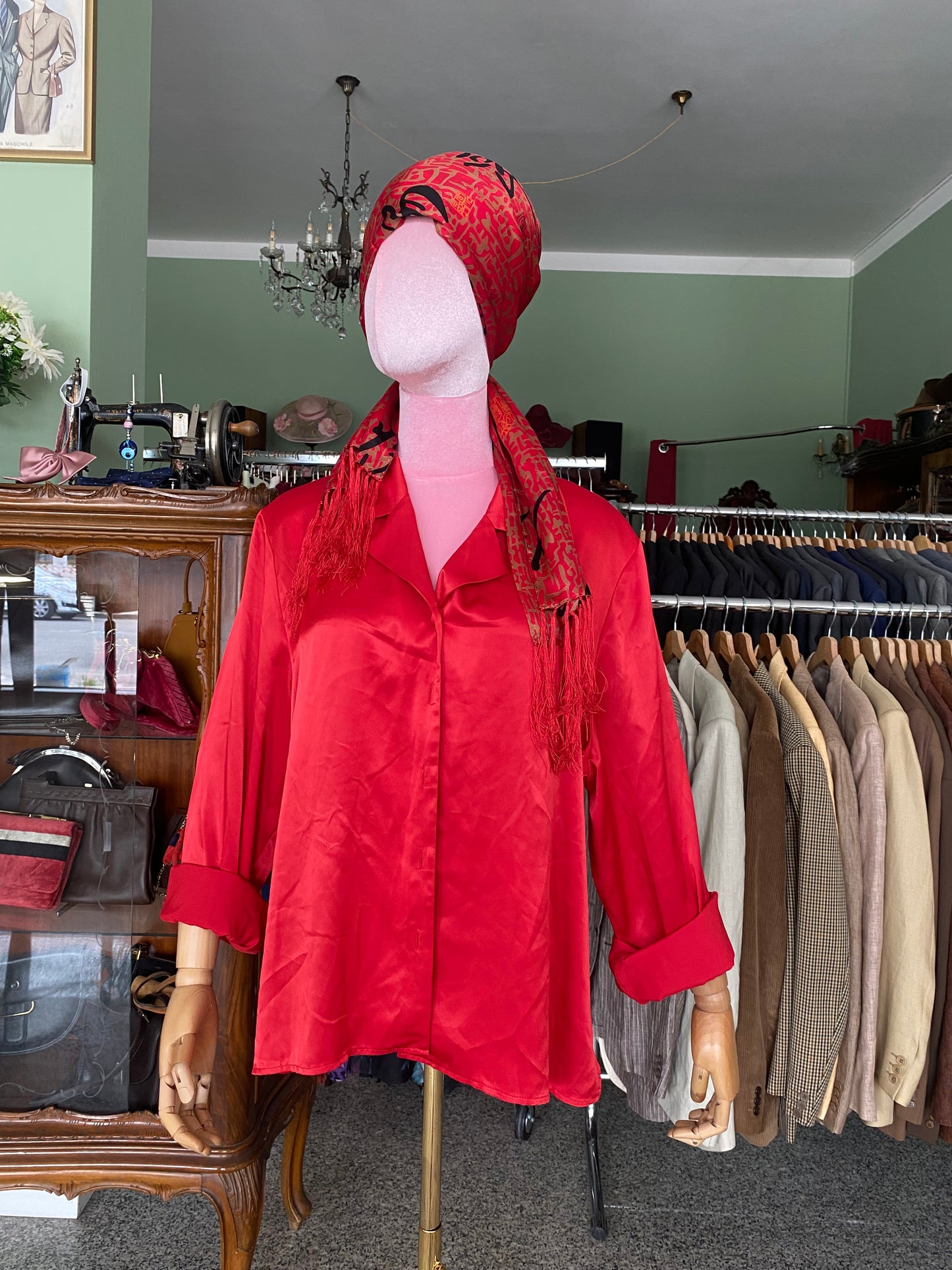 Camicia rossa in raso - TG. 44/46