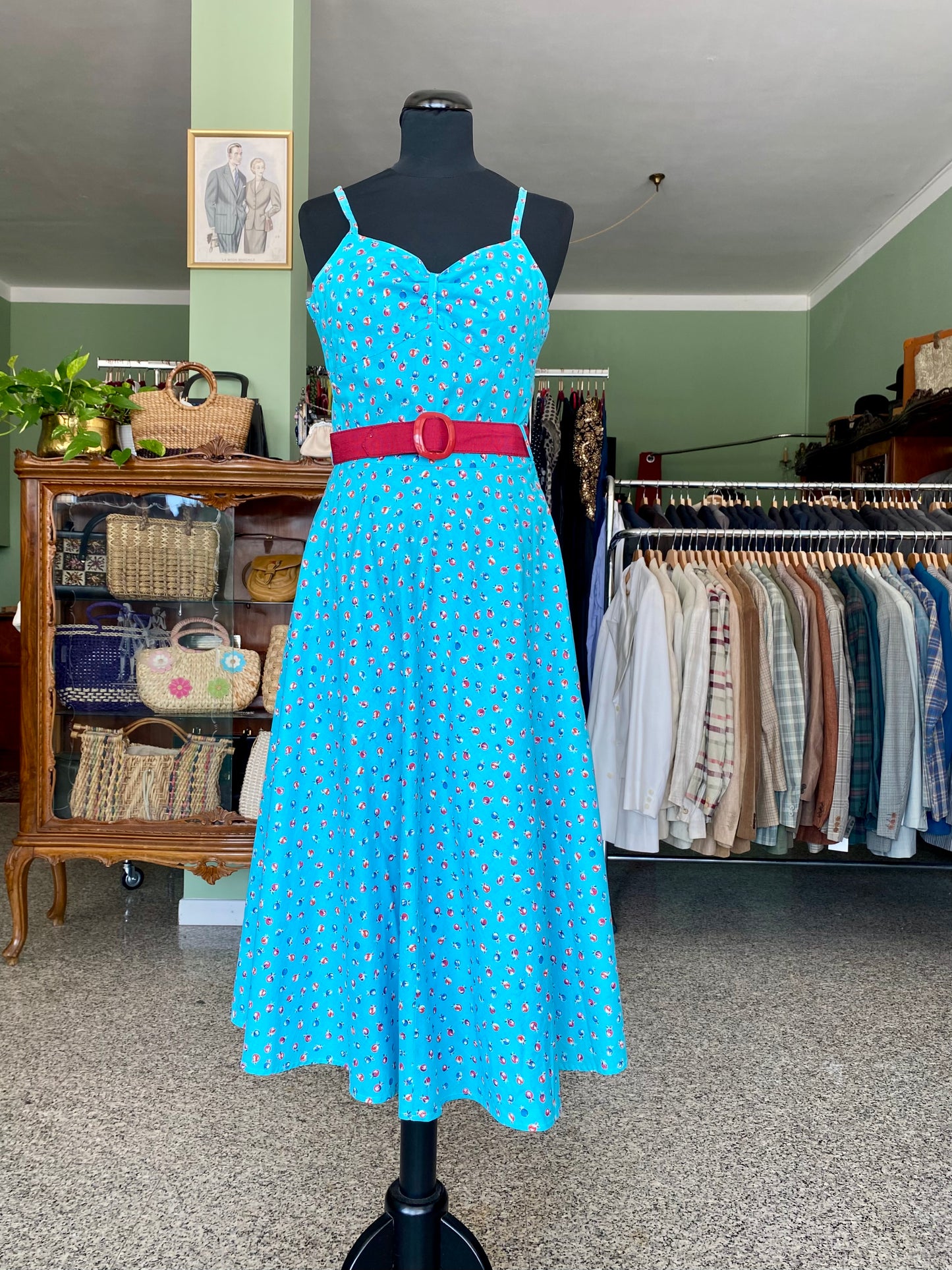 Cherry Bomb – Abito anni '70 in cotone stampato - TG. 36/38