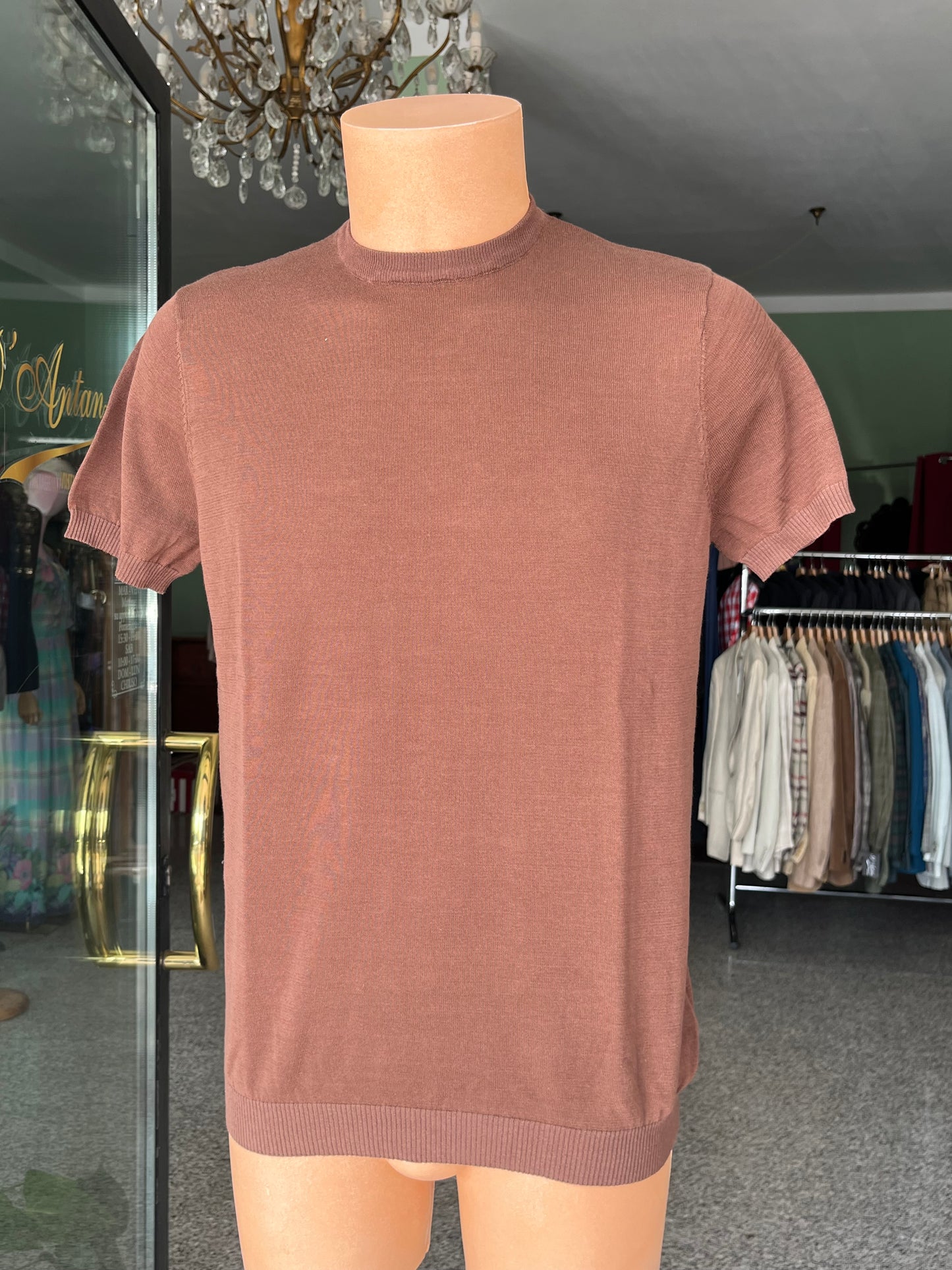 T-shirt a maniche corte cotone/lino tg. 50