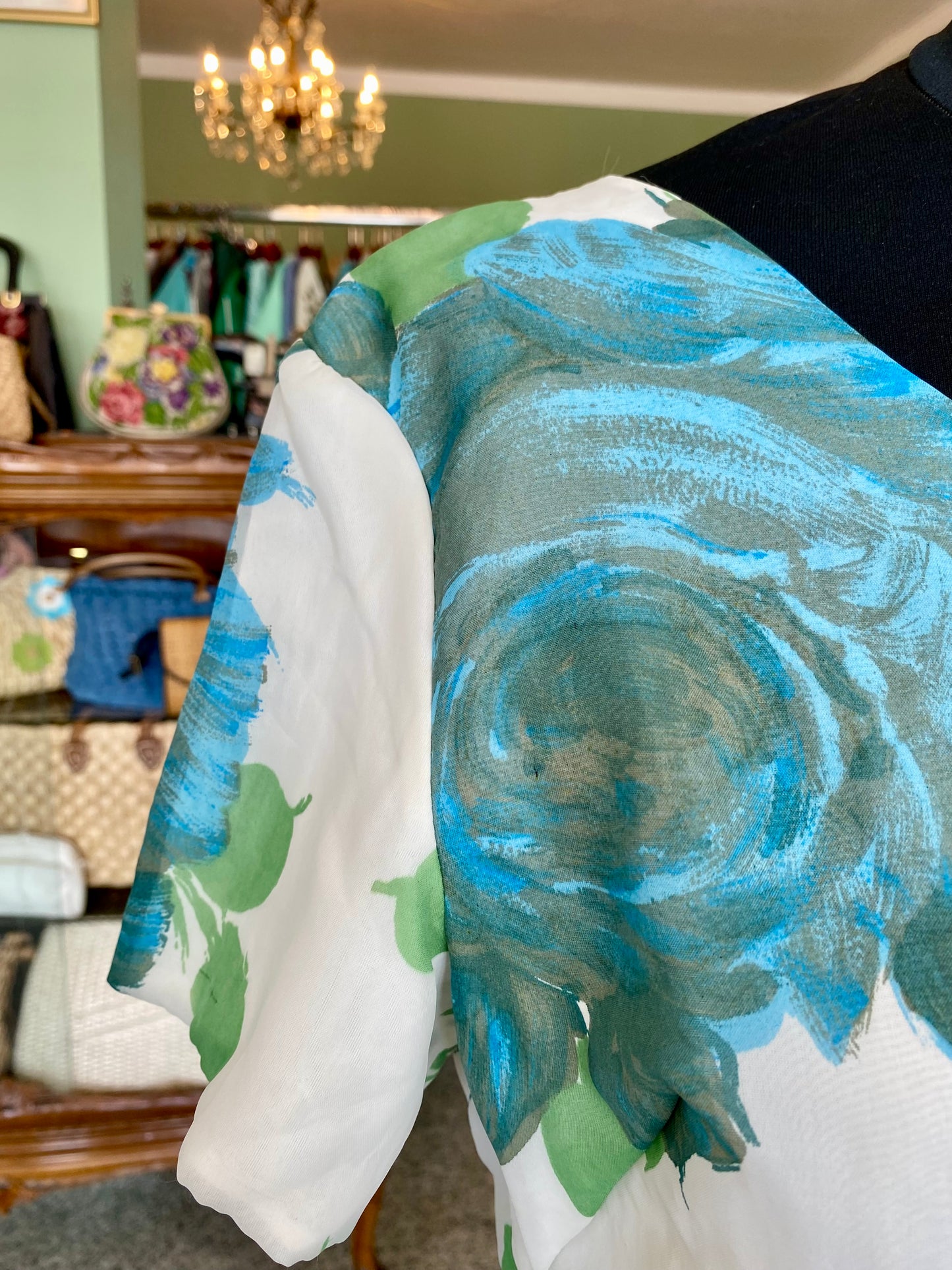 Abito vintage floreale anni '50 con cintura - TG. 40 circa