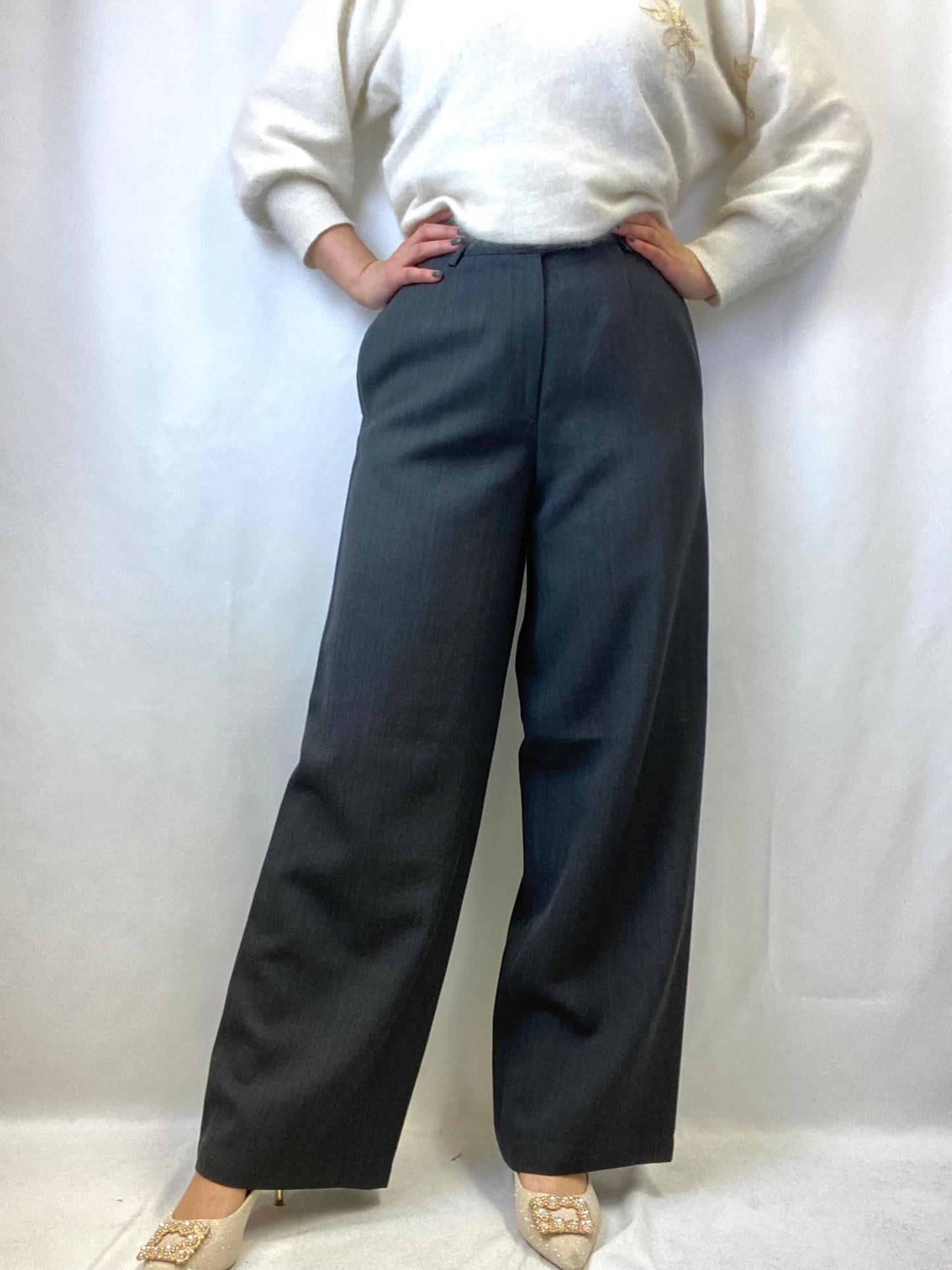 Pantaloni palazzo grigio scuro - 42