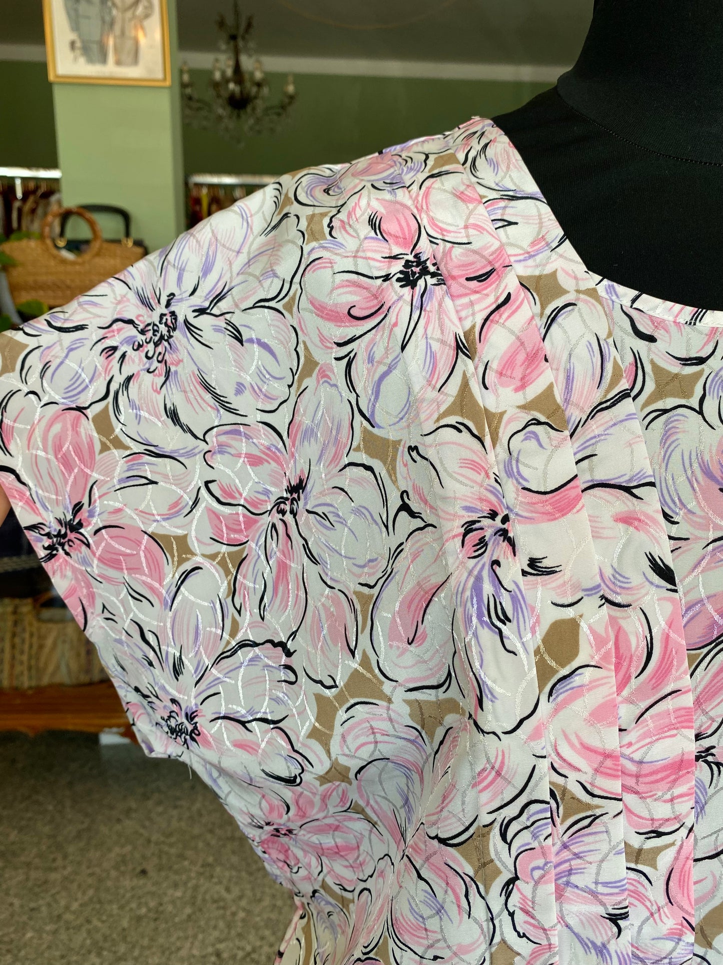 Blusa anni ‘80 con stampa floreale - TG. 48 circa