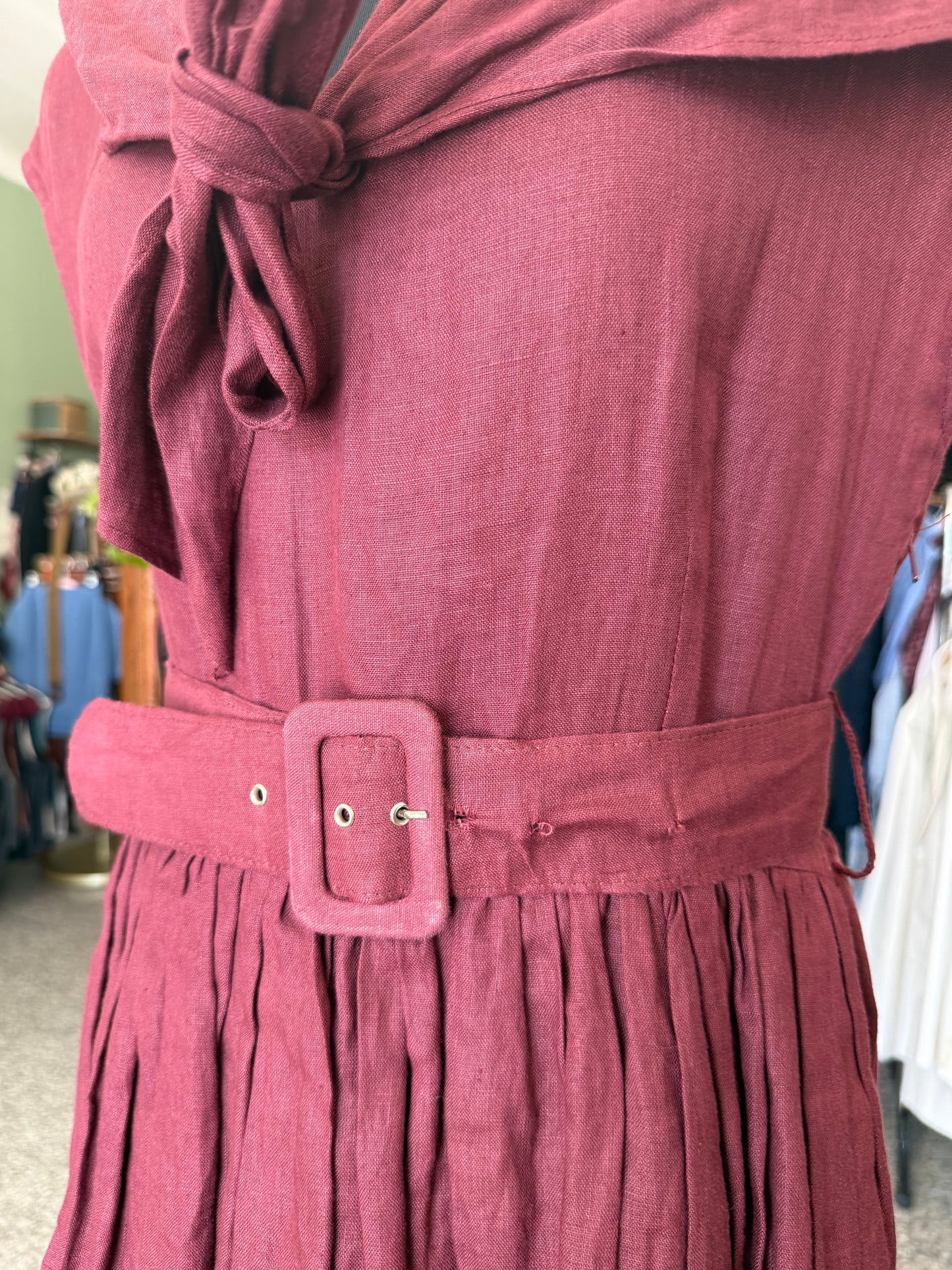 Abito borgogna in puro lino - TG. 44/46