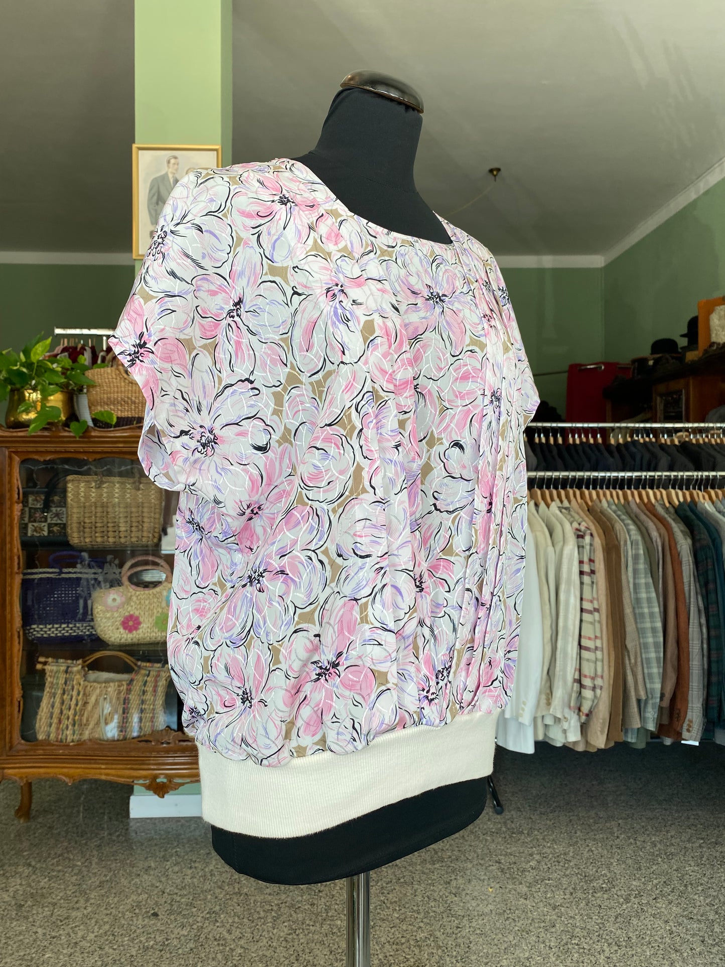 Blusa anni ‘80 con stampa floreale - TG. 48 circa