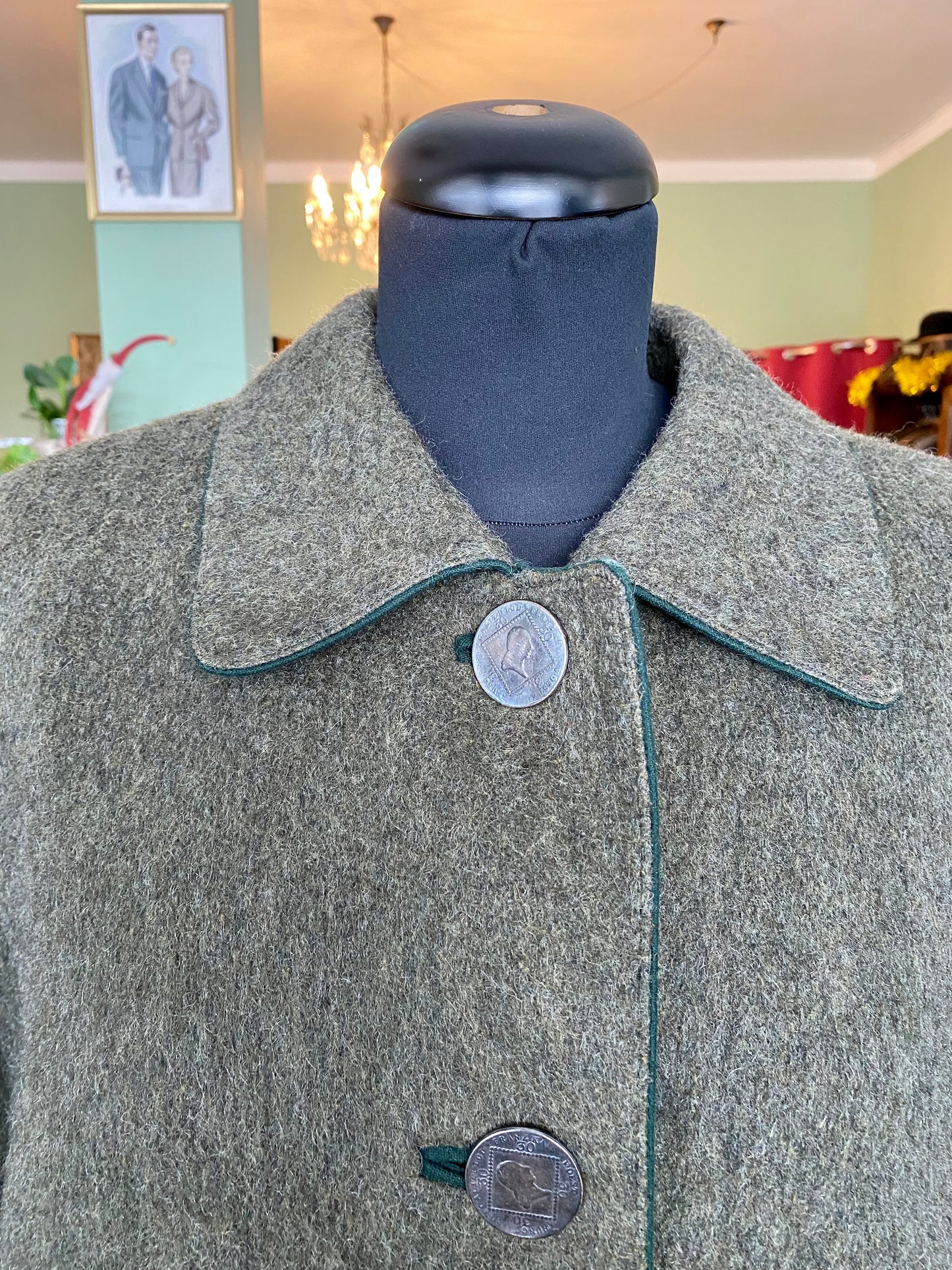 Cappotto tirolese verde militare - TG. 44/46