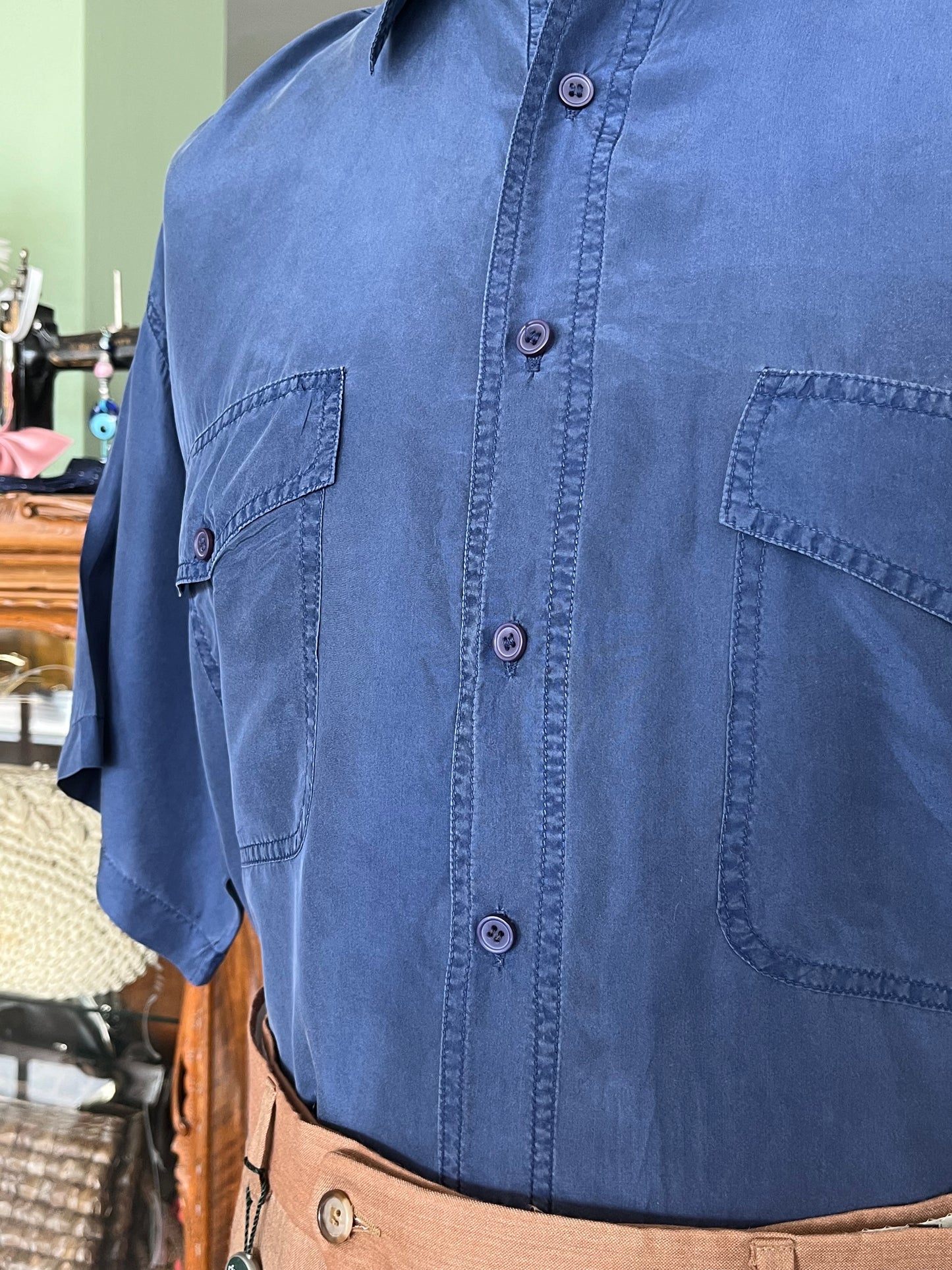 Camicia pura seta a maniche corte tg. L-XL