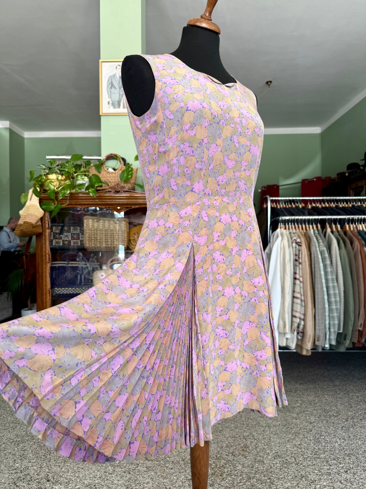 Abito anni ‘60 sartoriale con pieghe a fisarmonica - TG. 42/44 circa